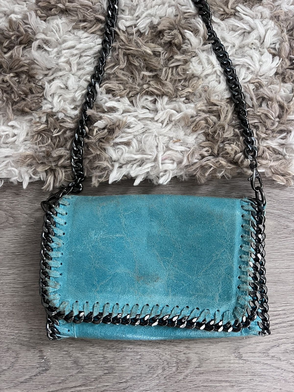 Genuine Leather × Vintage Genuine leather Crossbody teal bag Size ONE SIZE - 2 Thumbnail