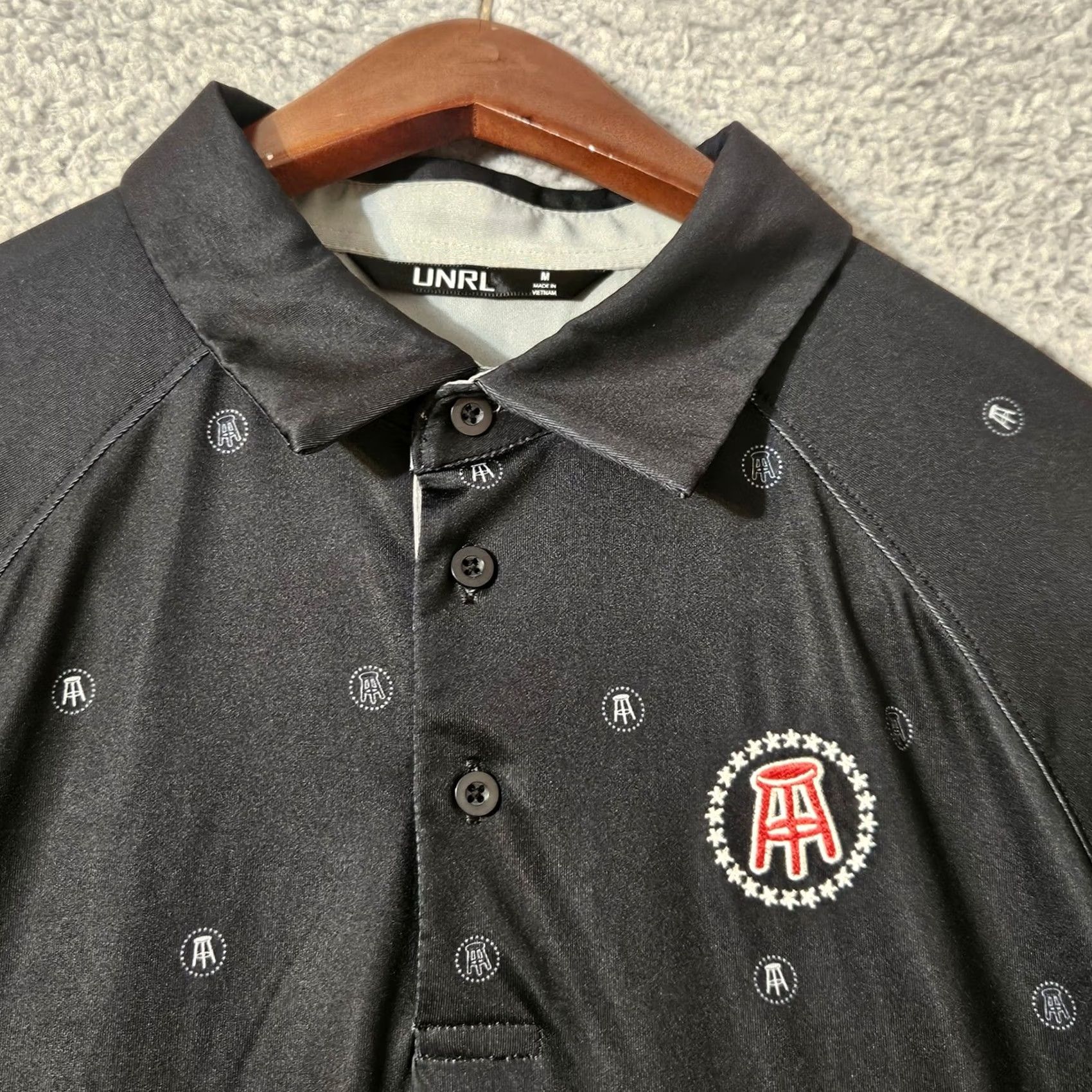 Vintage UNRL Polo Shirt Mens M Black Allover Print Barstool Sports Golf Shirt Size US M / EU 48-50 / 2 - 2 Thumbnail