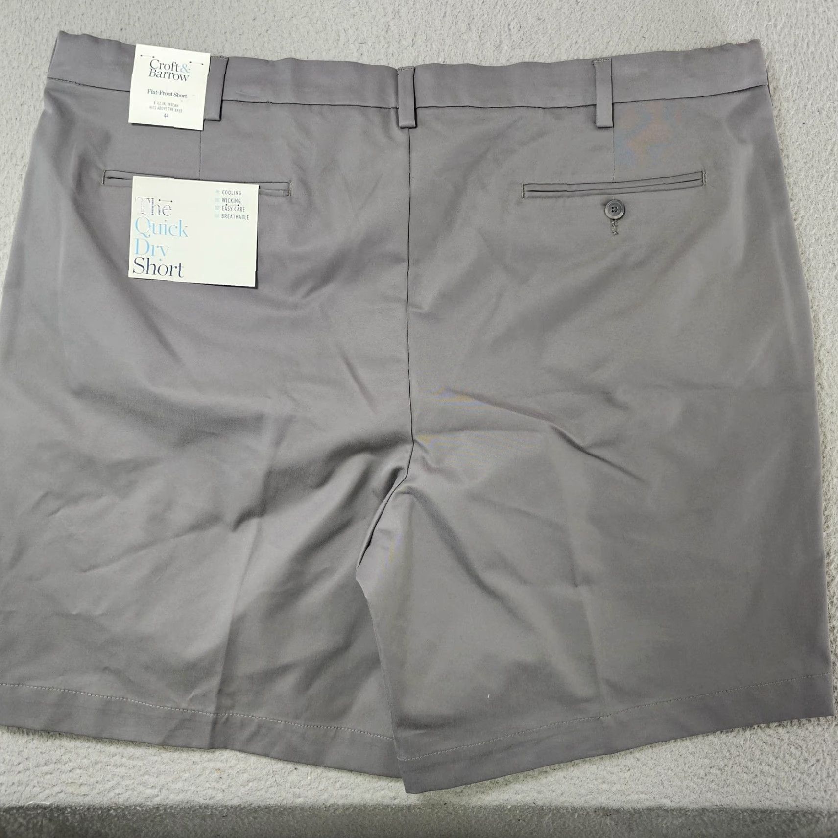 Croft & Barrow Croft & Barrow Quick Dry Performance Shorts Mens 44 Gray Chino Flat Front NWT Size US 44 / EU 60 - 4 Thumbnail