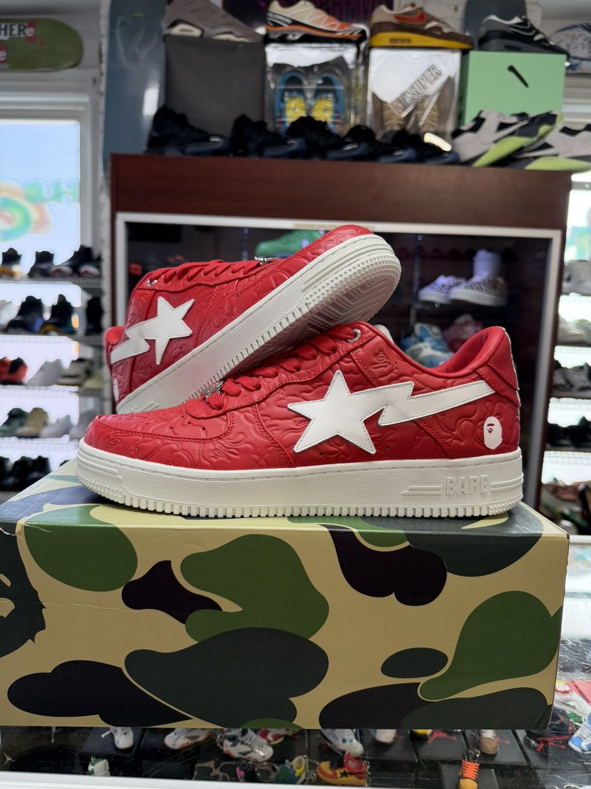 Bape Bape Bapestas (red/white) Size US 12 / EU 45 - 1 Thumbnail