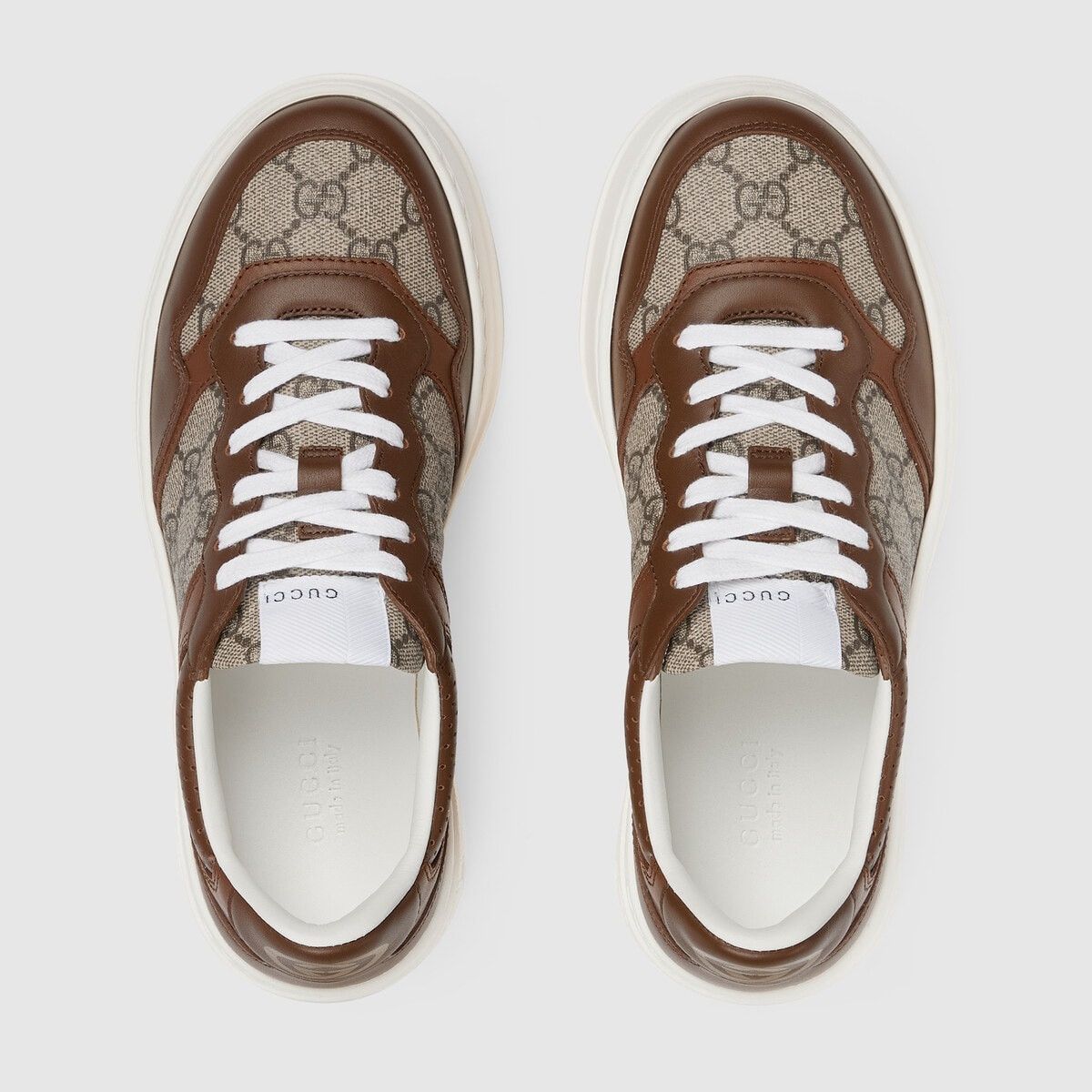 Gucci o1s1wg110225 Women's GG Sneakers in Brown & Beige Size US 5.5 / IT 35.5 - 4 Thumbnail