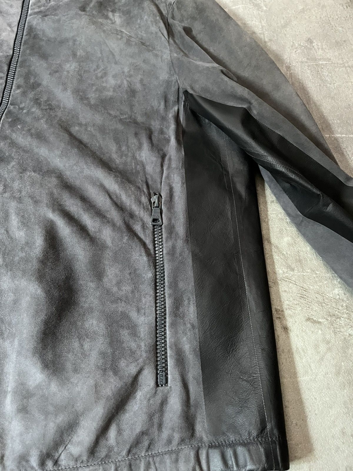 Prada Prada 2007 Cafe Racer sude grey zip leather jacket Size US L / EU 52-54 / 3 - 12 Thumbnail