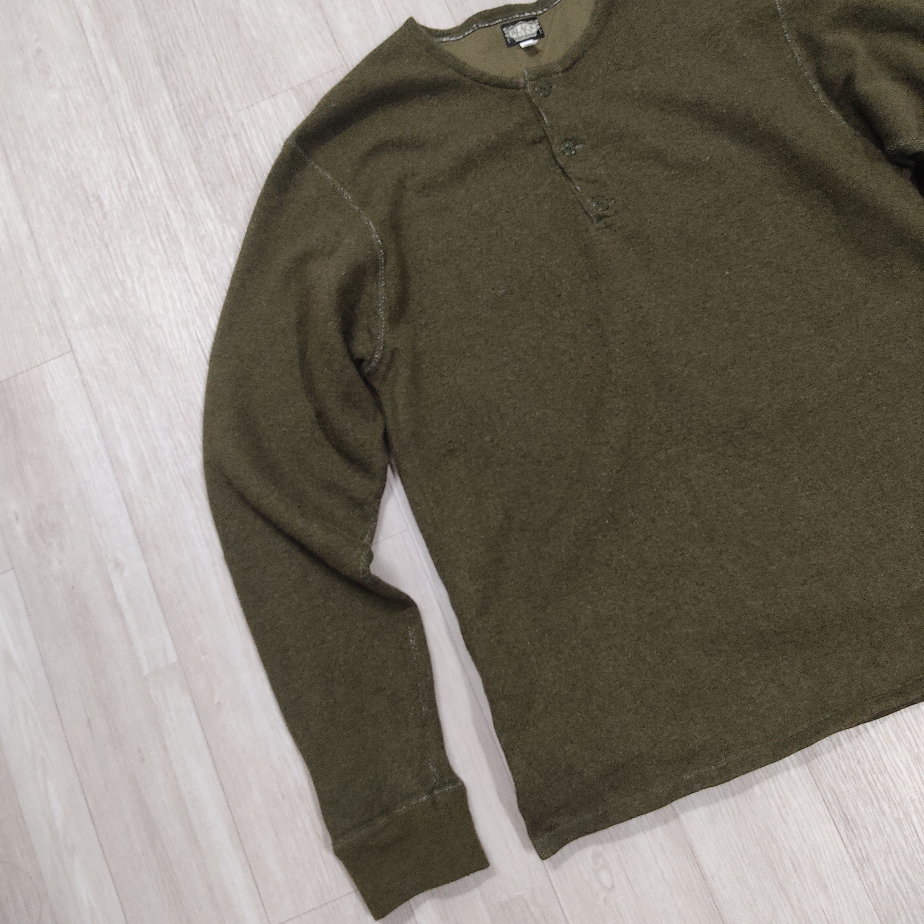 BLACK SIGN BLACK SIGN Olive Cotton Wool Cashmere Henley Sweatshirt Size US L / EU 52-54 / 3 - 5 Thumbnail