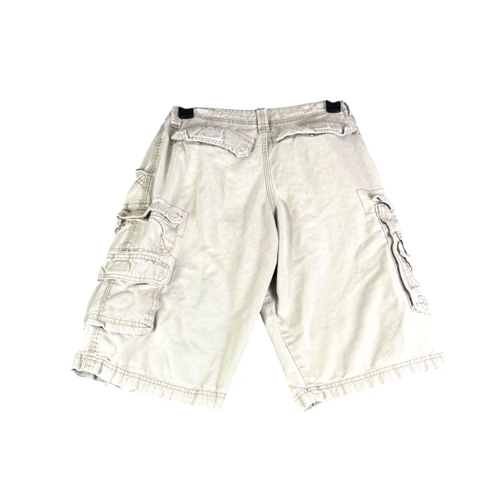 Lee Lee Dungarees Cargo Shorts Tan Khaki 34 Waist 34 Inseam 11 Distressed Canvas Cotton Mens Casual Workwear 90s Vintage? Size US 34 / EU 50 - 2 Thumbnail