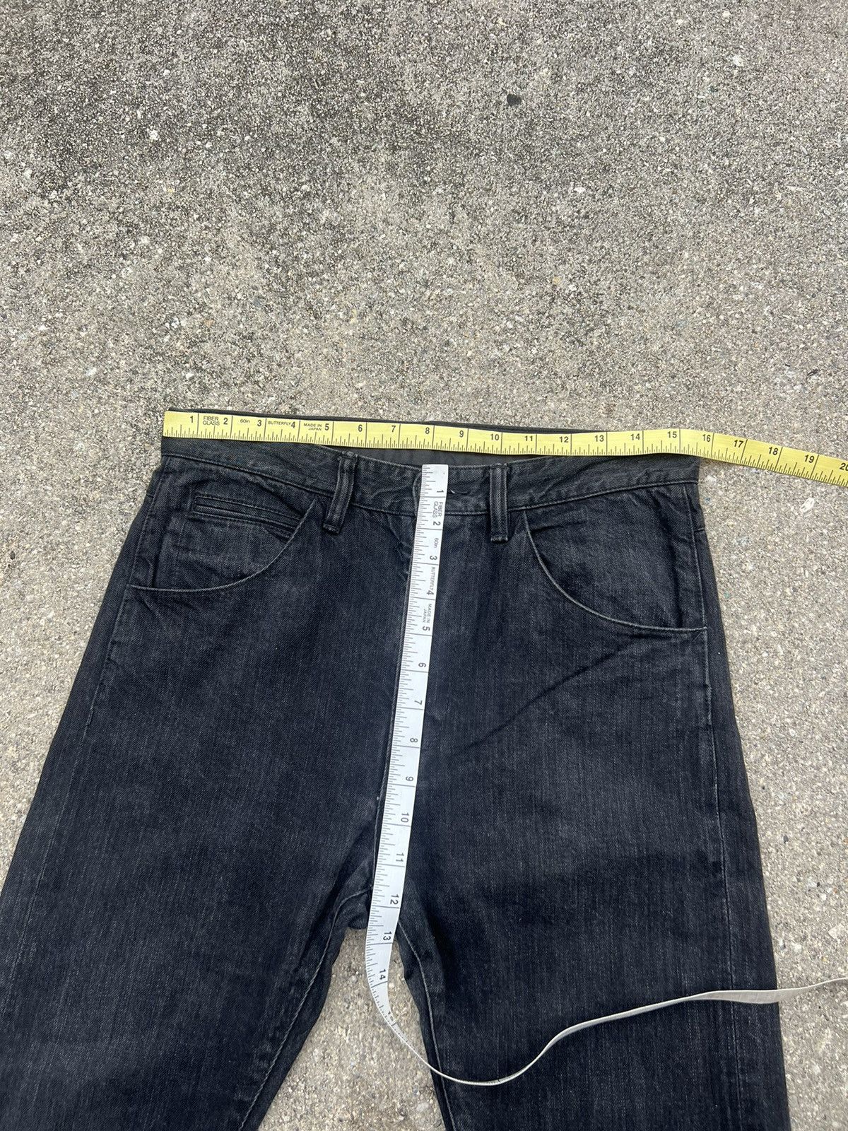 Bukht Bukht Japan Faded Black Selvedge Denim Cropped Flare Jeans Size US 30 / EU 46 - 3 Thumbnail