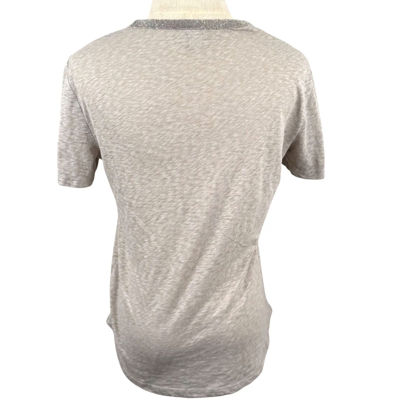 J.Crew J.Crew Womens M Tee Oatmeal Heather Beaded Scoop Neck C2721 SS Retro Neutral GUC Size M / US 6-8 / IT 42-44 - 4 Thumbnail