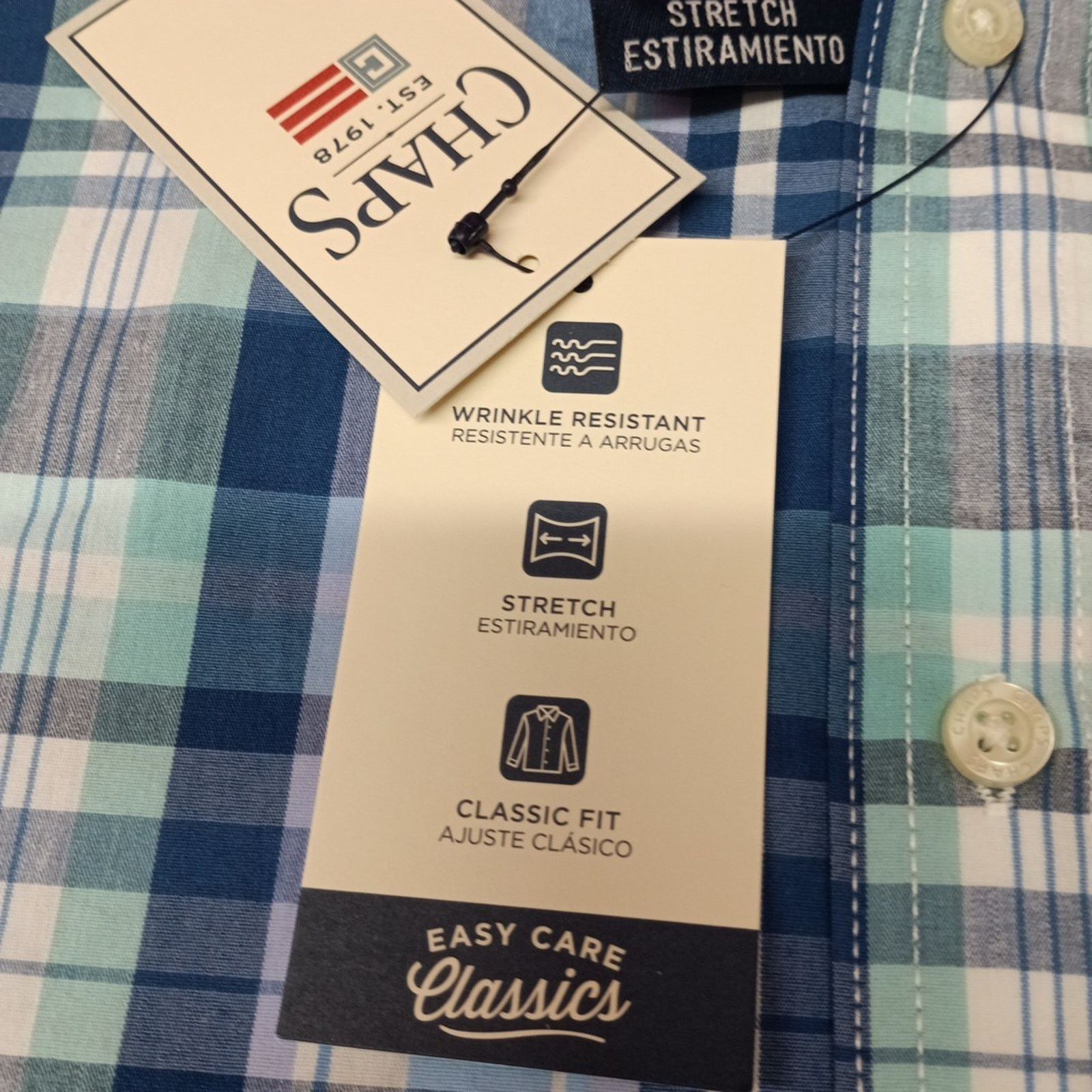 Chaps CHAPS Plaid Shirt Mens XL Lilac Blue Multi Easy Care Stretch Size US XL / EU 56 / 4 - 4 Thumbnail