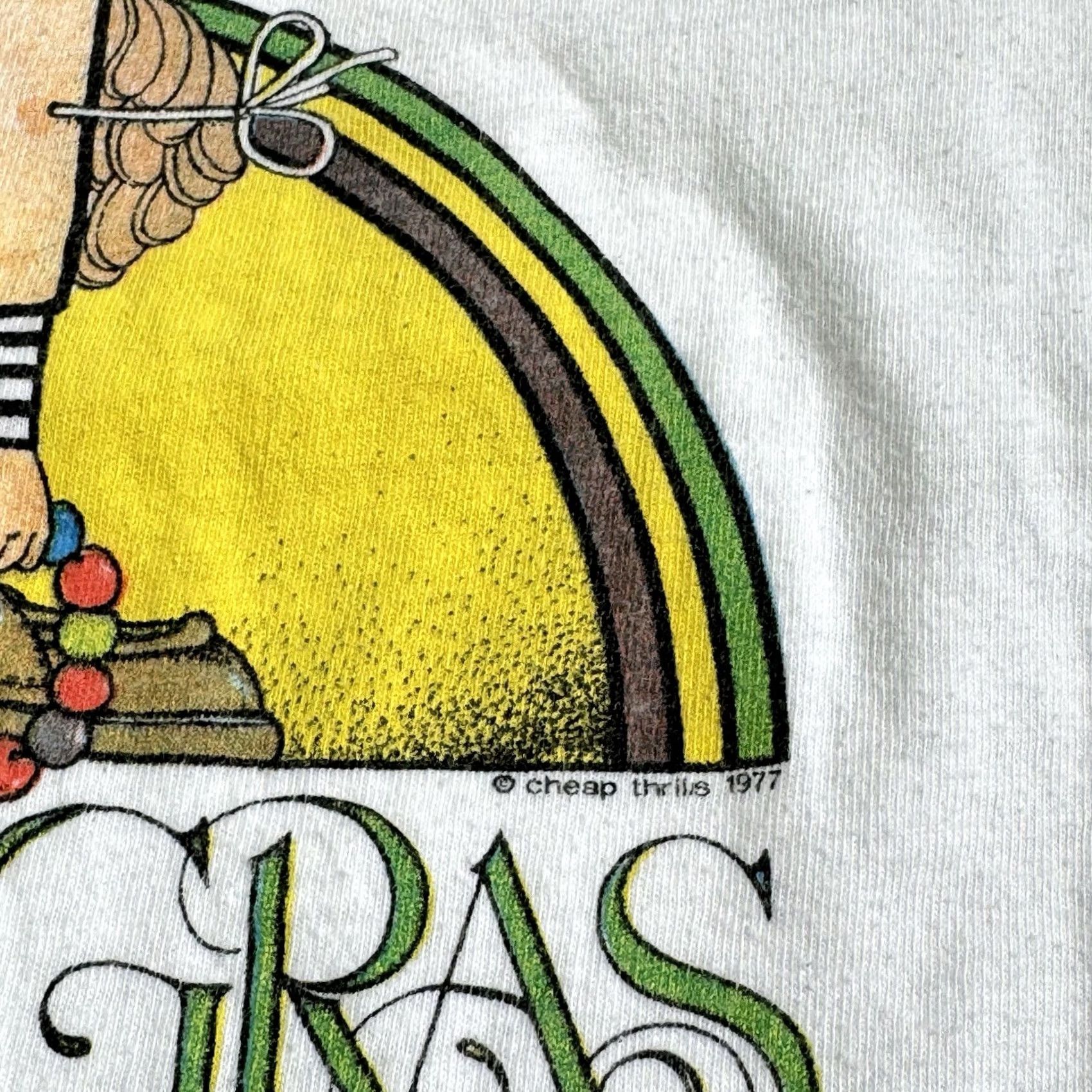 Hanes VINTAGE Hanes Shirt 70s T-Shirt White Short Sleeve Crew Neck Men L United States Mardi Gras New Orleans True Vintage 1977 Ladies? Size US L / EU 52-54 / 3 - 4 Thumbnail