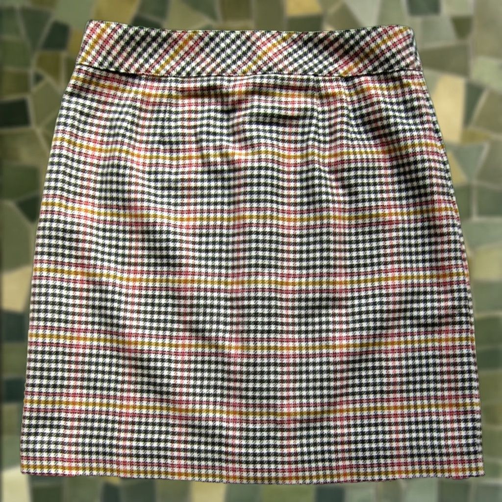 Talbots VINTAGE Talbots Wool Pink Green Yellow Plaid Button Down Pencil Skirt Women 10 Size 32" / US 10 / IT 46 - 1 Thumbnail