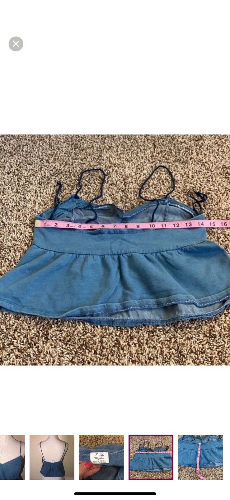 Zara Zara trafaluc small chambray crop top Size S / US 4 / IT 40 - 3 Thumbnail