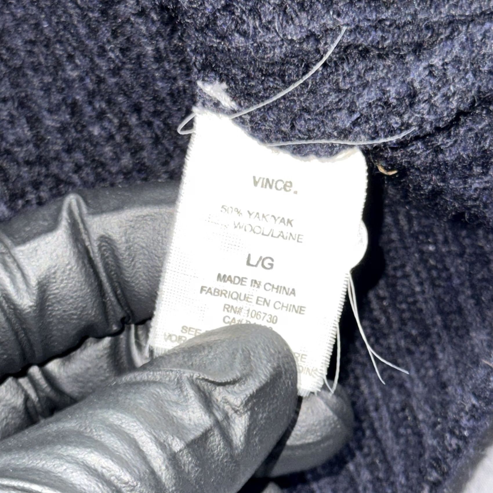 Vince Vince Womens Large Blue Yak Wool V-Neck Waffle-Knit Relaxed Pullover Sweater Size L / US 10 / IT 46 - 3 Thumbnail