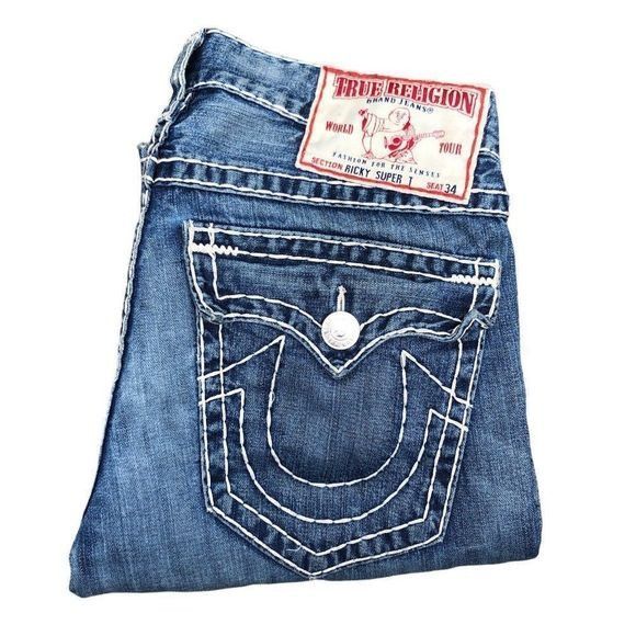 Men Jeans True Religion Ricky Black Jeans TRUE Religion Jeans Size