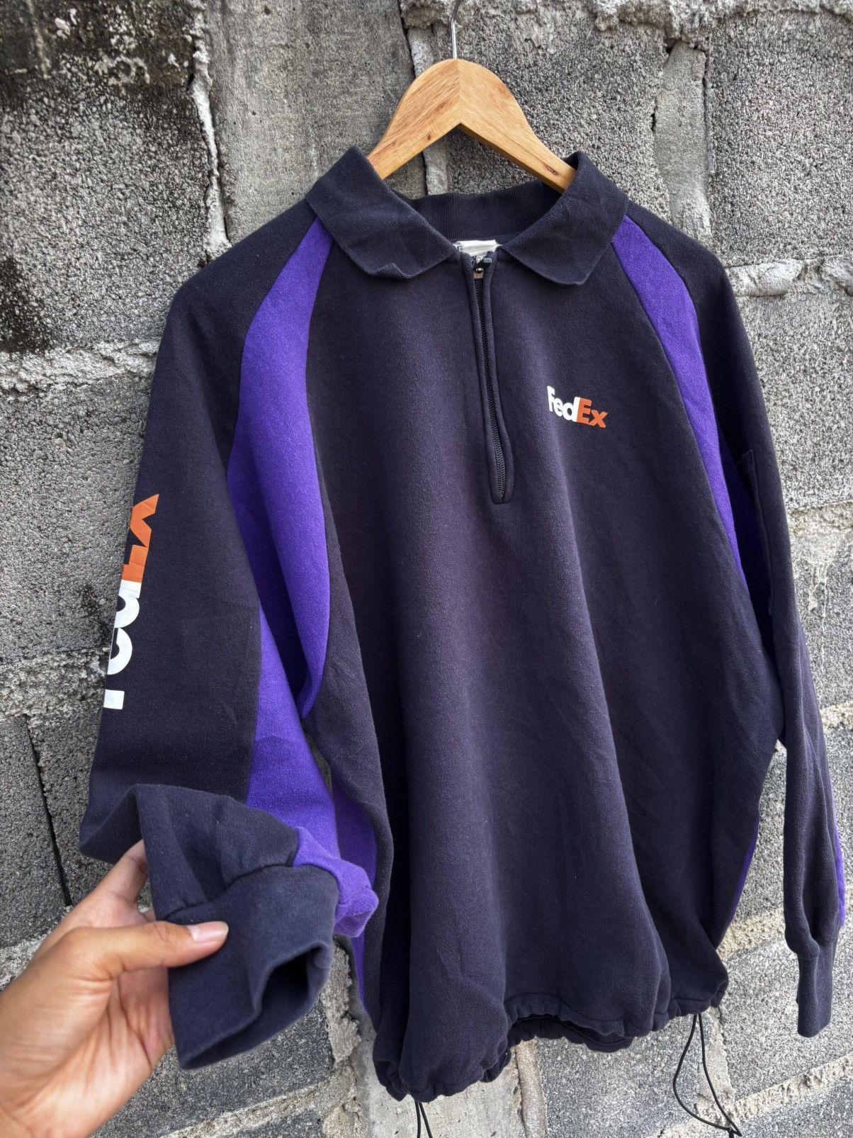 Vintage Fedex Uniform Half Zip Sweatshirt Size US L / EU 52-54 / 3 - 3 Thumbnail