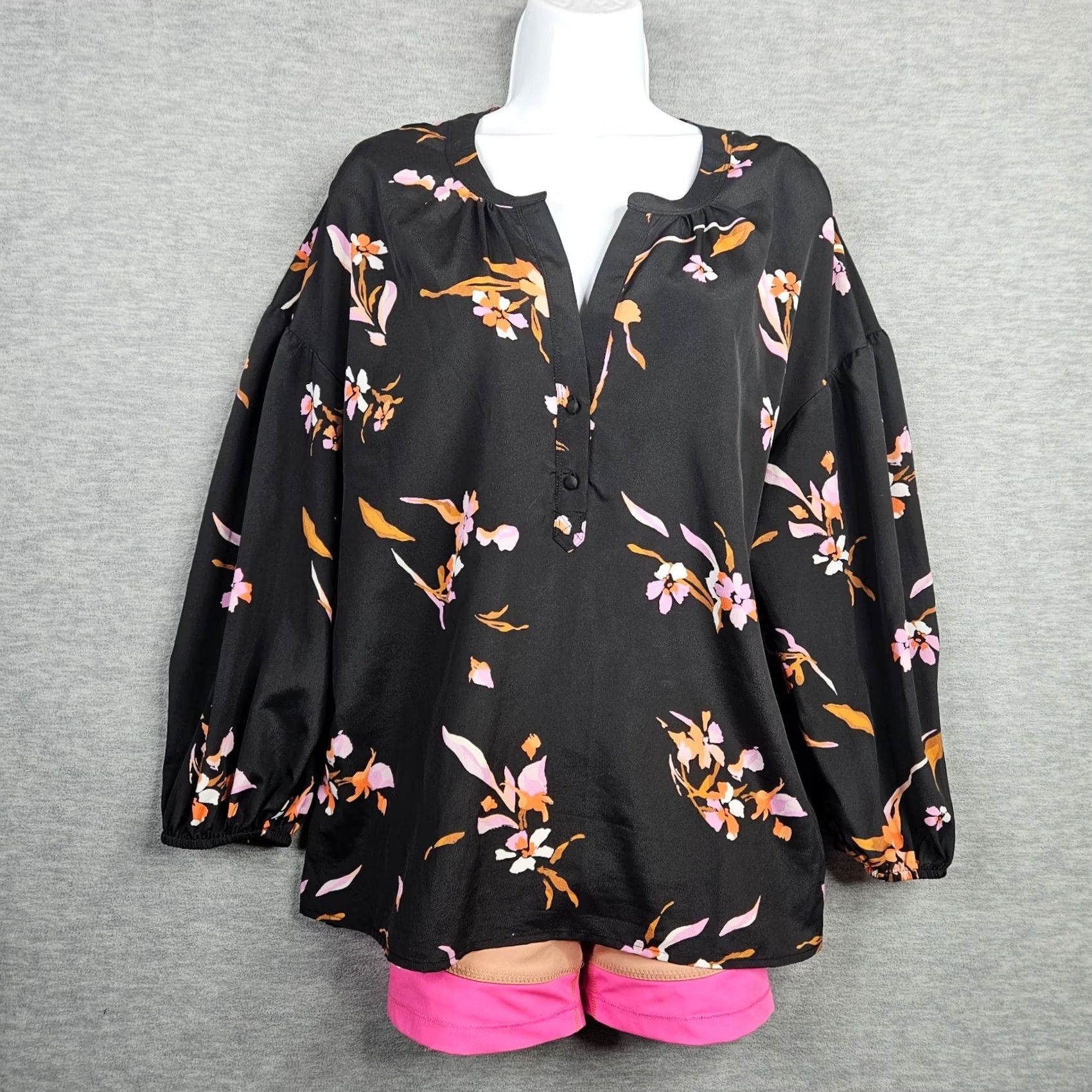 Joie JOIE Floral Printed Blouse V-Neck Short Sleeve Casual Shirt L Multicolor Womens Size L / US 10 / IT 46 - 2 Thumbnail