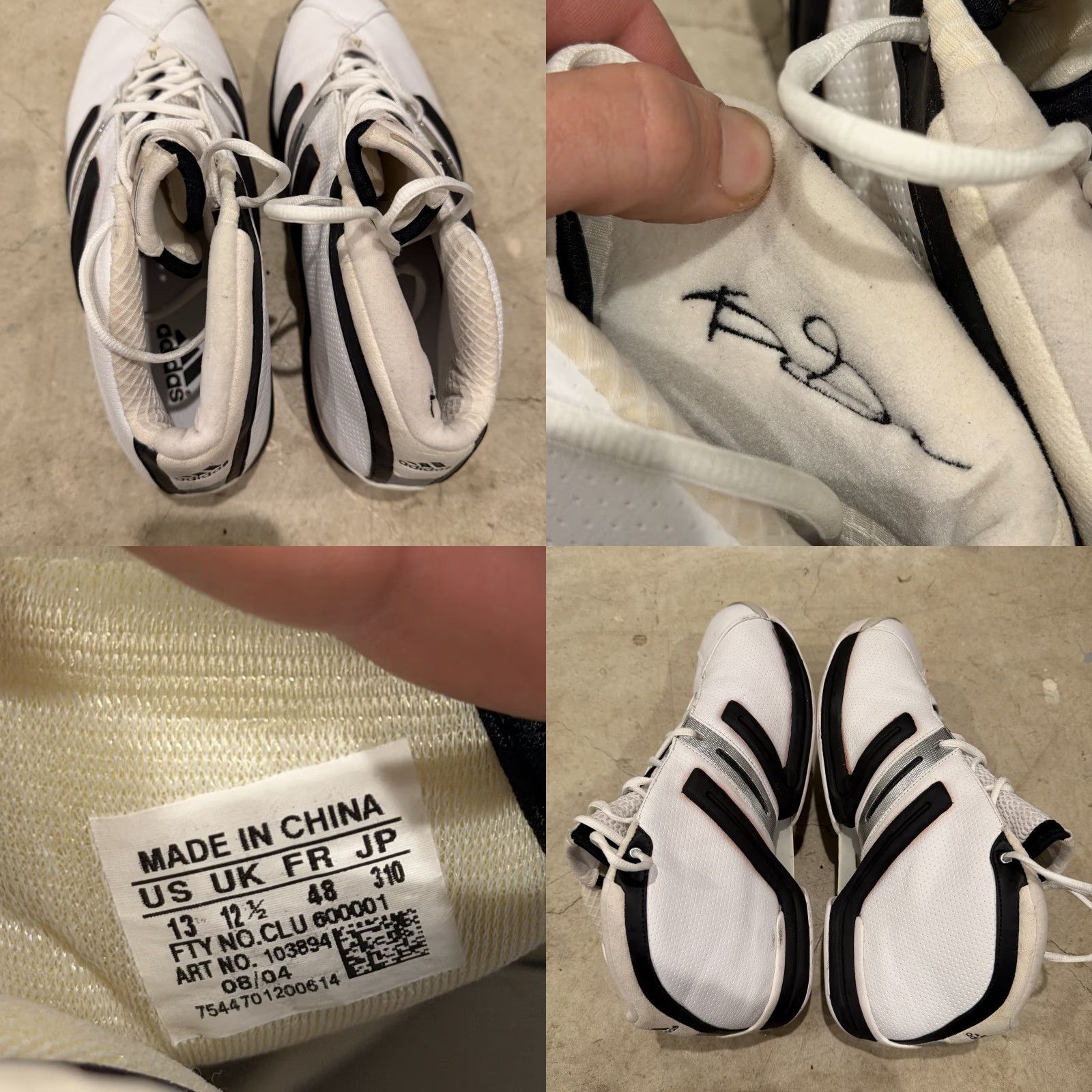 Adidas VINTAGE Adidas KG 1 Kevin Garnett WHITE/Black MVP Size 13 Rare 2004 Adidas Pro Model Sneaker Mens Basketball Nubuck Signature Embroidered 2004 Size US 13 / EU 46 - 8 Thumbnail