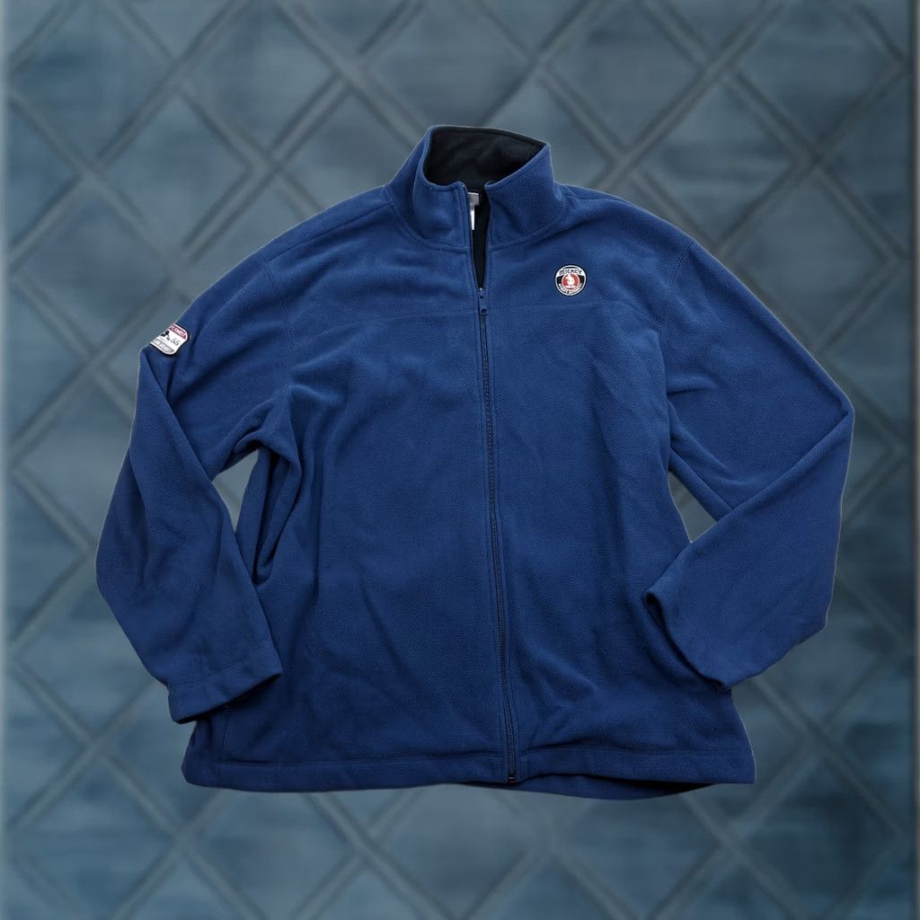 Vintage Disneyland Resort Womens XL Blue Mickey Patch Fleece Jacket Full Zip Mock Neck Size XL / US 12-14 / IT 48-50 - 1 Thumbnail