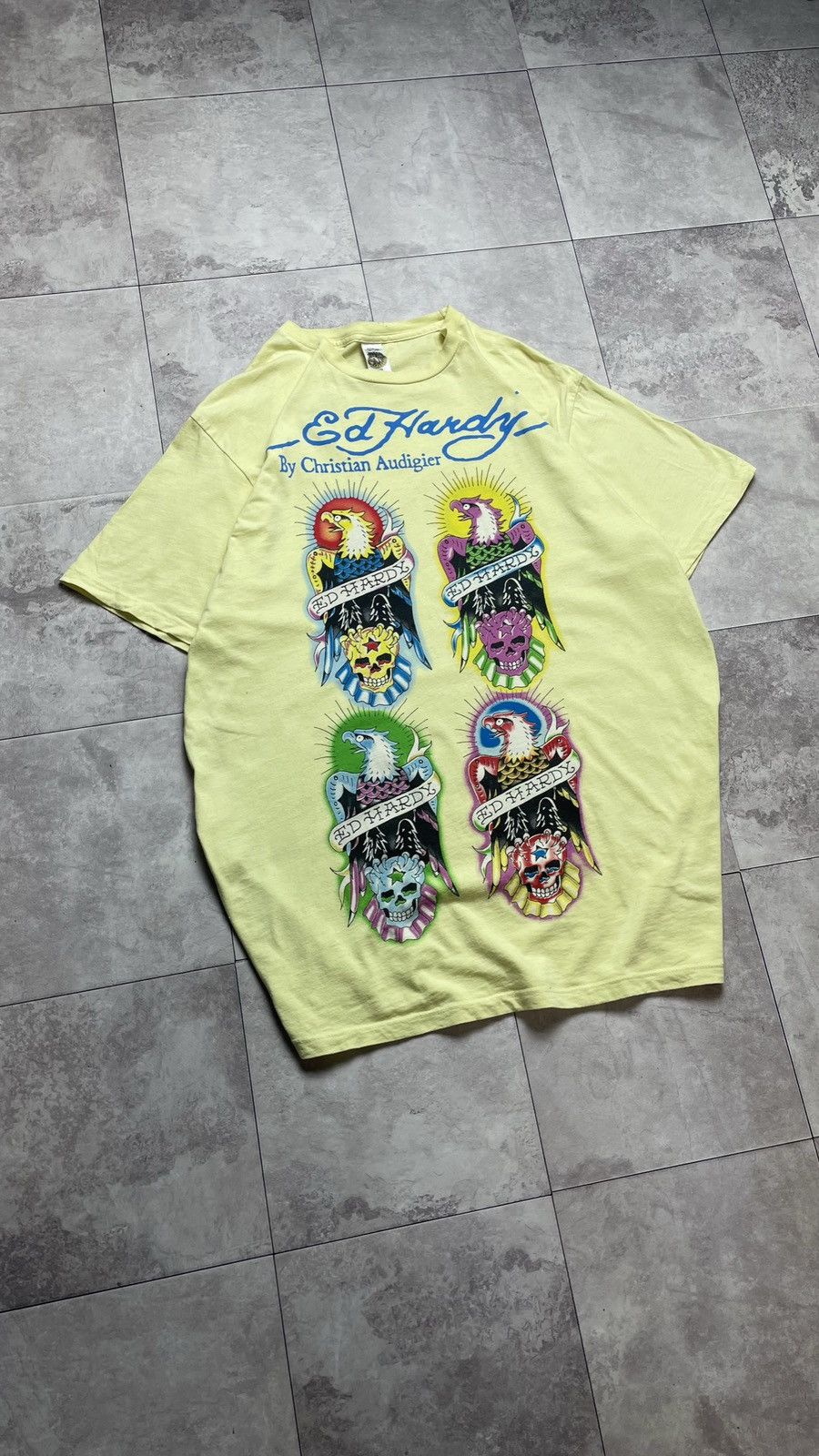 Ed Hardy Vintage Ed Hardy By Christian Audigier Yellow Y2K T-Shirt Size US XL / EU 56 / 4 - 2 Thumbnail