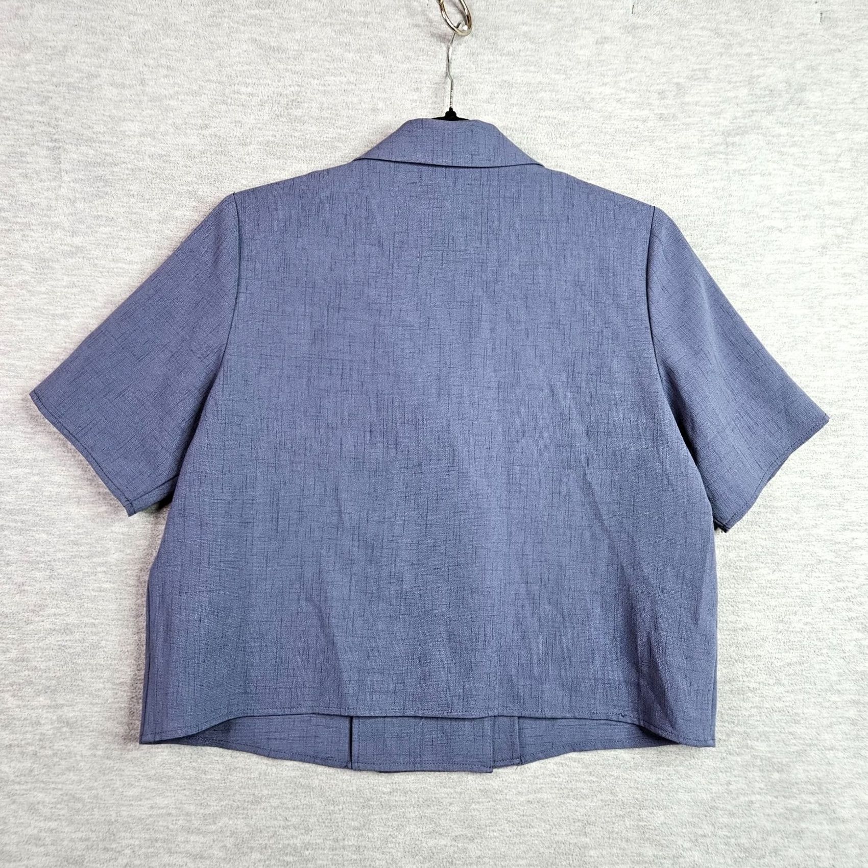 Oak + Fort Oak + Fort Women'S S Blue Cropped Short Sleeve Top for Casual Wear - Nylon Polyester Rayon Spandex Size S / US 4 / IT 40 - 2 Thumbnail