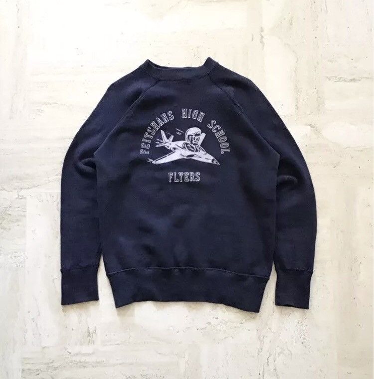 Vintage 50s true vintage flocked Crewneck Sweatshirt Size US S / EU 44-46 / 1 - 1 Thumbnail