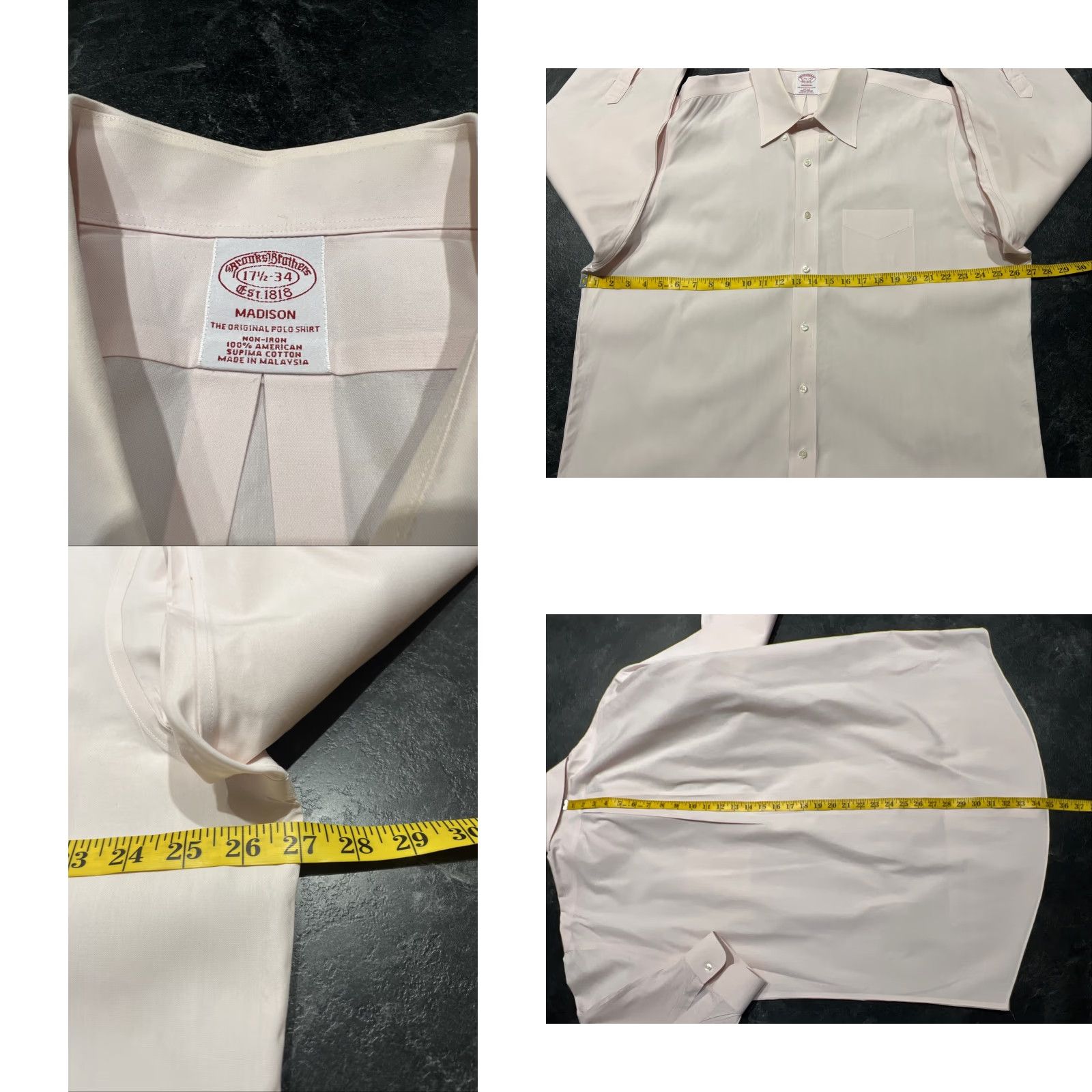Brooks Brothers Brooks Brothers Madison Pink Button-Up Dress Shirt 17.5-34 Cotton Supima Regular 1818 Madison Fit Men Shirt Long Sleeve Non-Iron Pockets Solid Size 46R - 8 Thumbnail