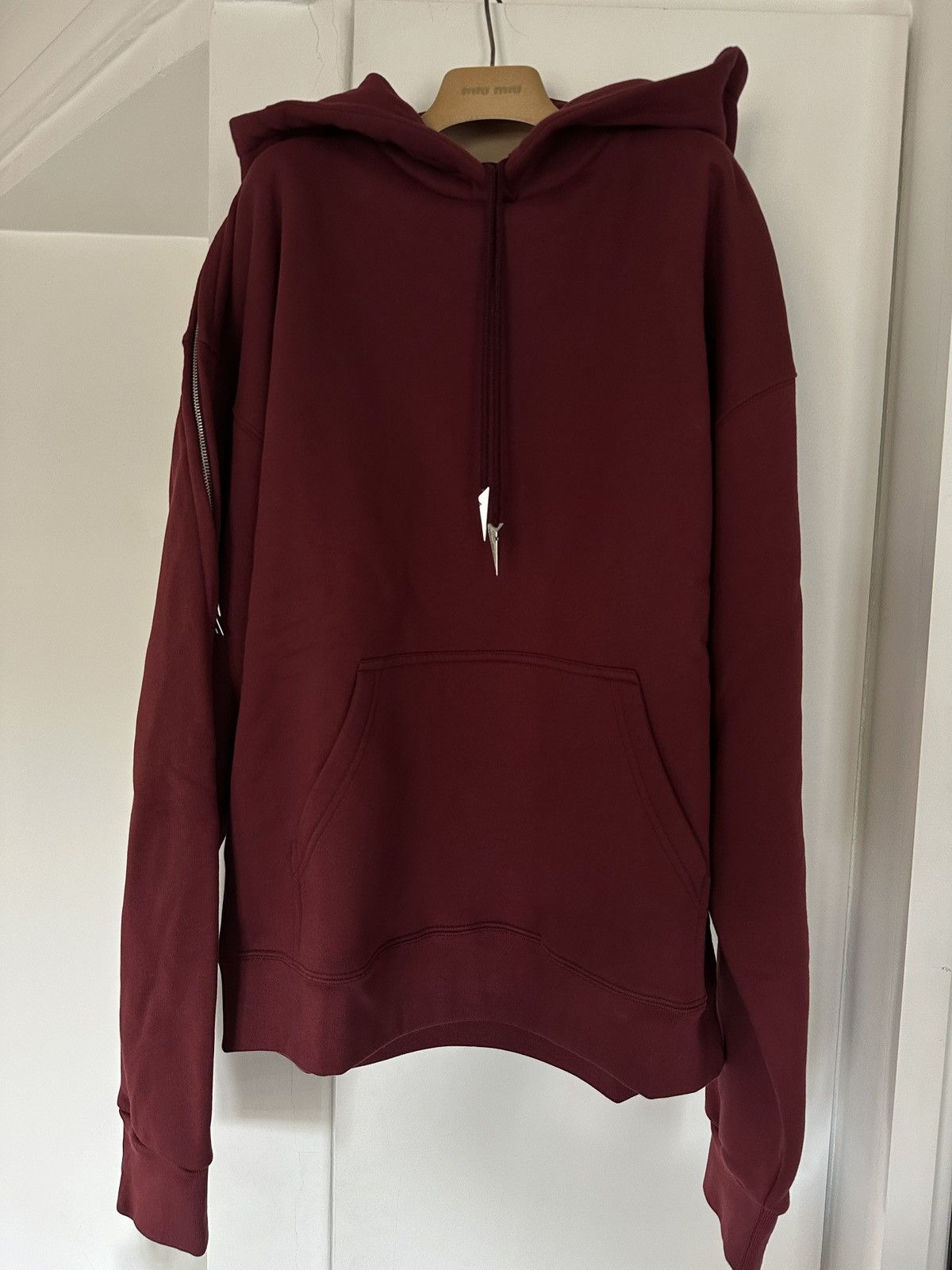 Mugler Mugler burgundy relaxed fit organic cotton fleece hoodie Size US M / EU 48-50 / 2 - 1 Thumbnail