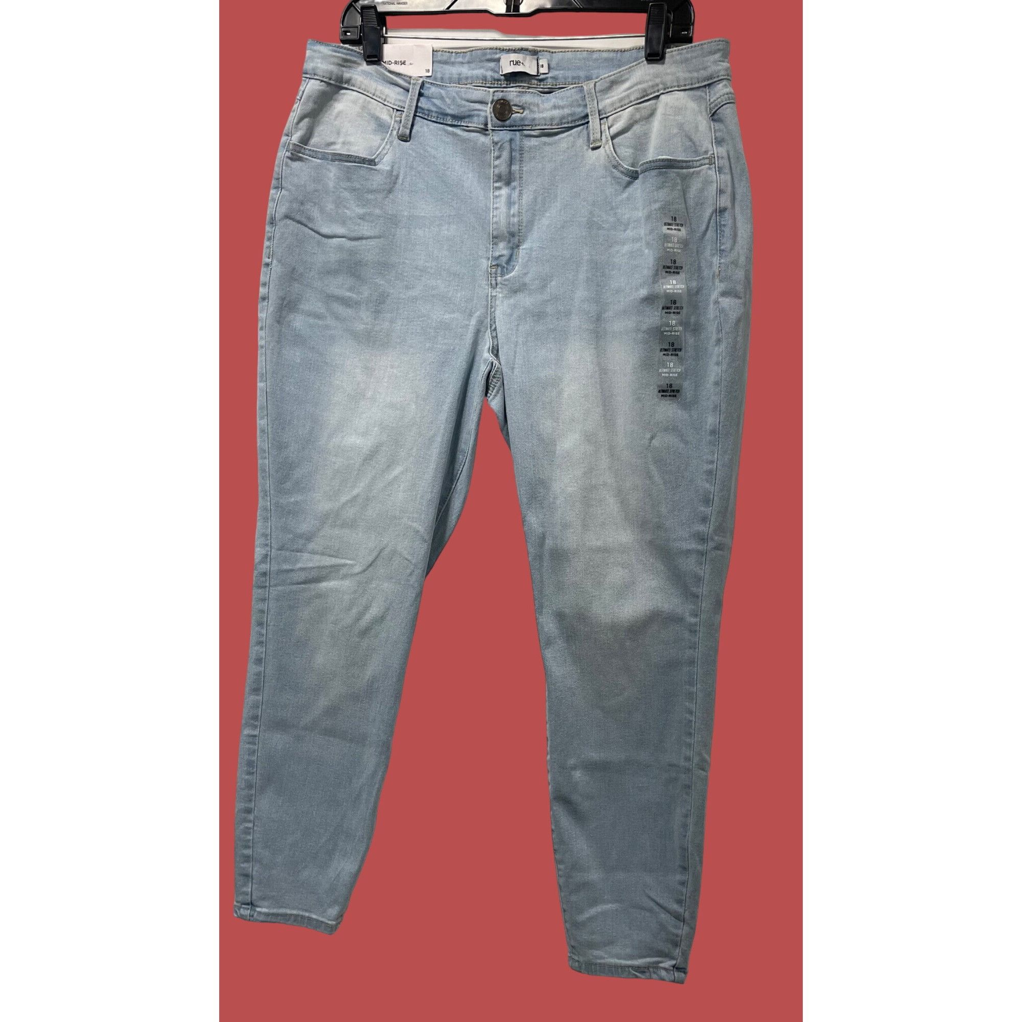 Other Rue + - Women's Ultimate Stretch Mid-Rise Jeans - Light Blue Size 40" / US 18 - 14 Thumbnail