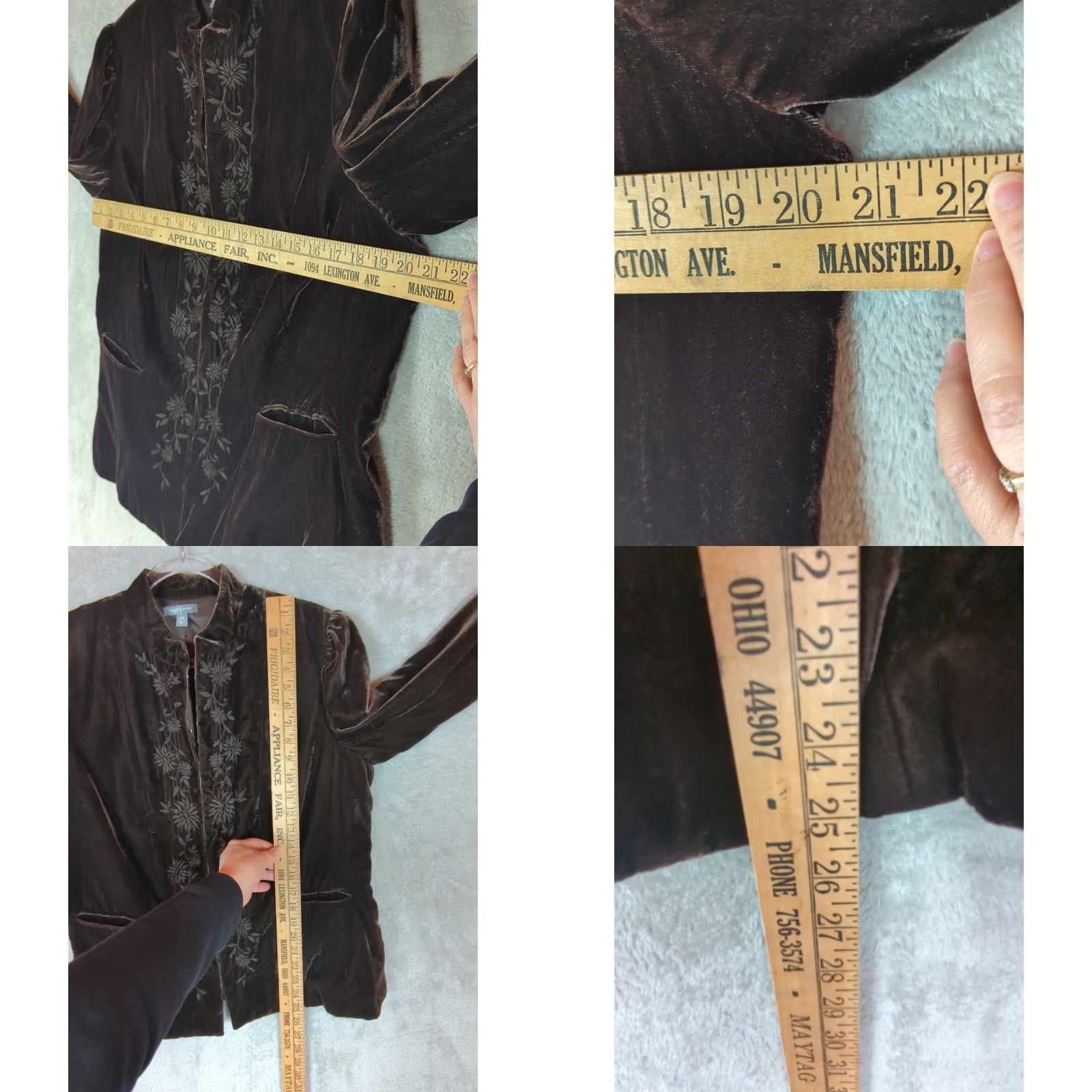 Apt. 9 VINTAGE Apt 9 dark brown velvet embroidered blazer jacket Womens 16 whimsy goth fairycore Size XXL / US 16-18 / IT 52-54 - 9 Thumbnail