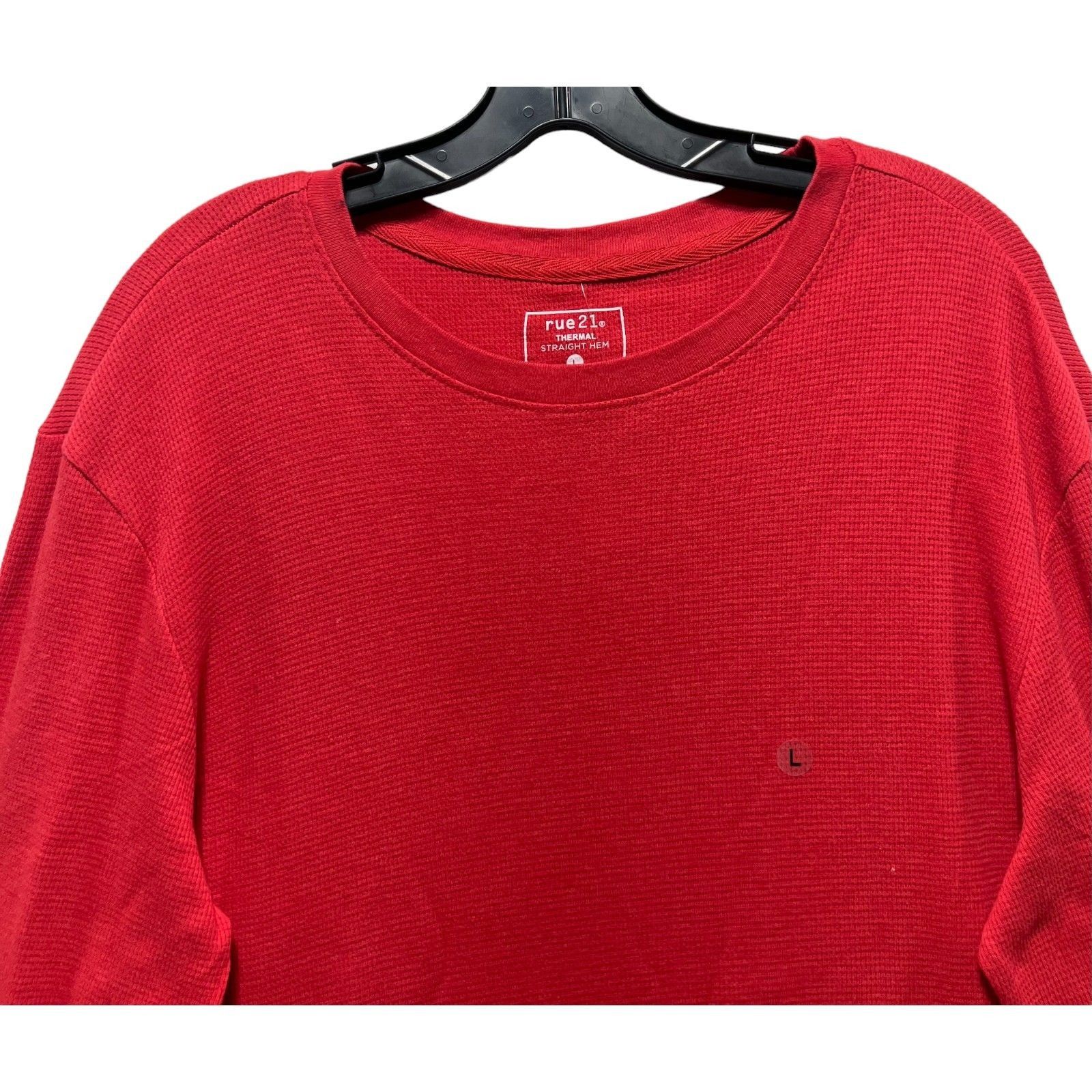 rue21 Rue 21 - Men's Waffle Knit Henley Athletic Top - Red - Large Size US L / EU 52-54 / 3 - 9 Thumbnail