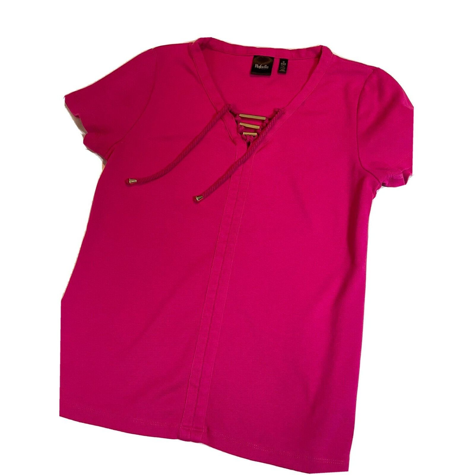 Other Rafaela V-Neck Gold Bar Pink Cotton Short Sleeve T Shirt Wom Size S / US 4 / IT 40 - 1 Thumbnail