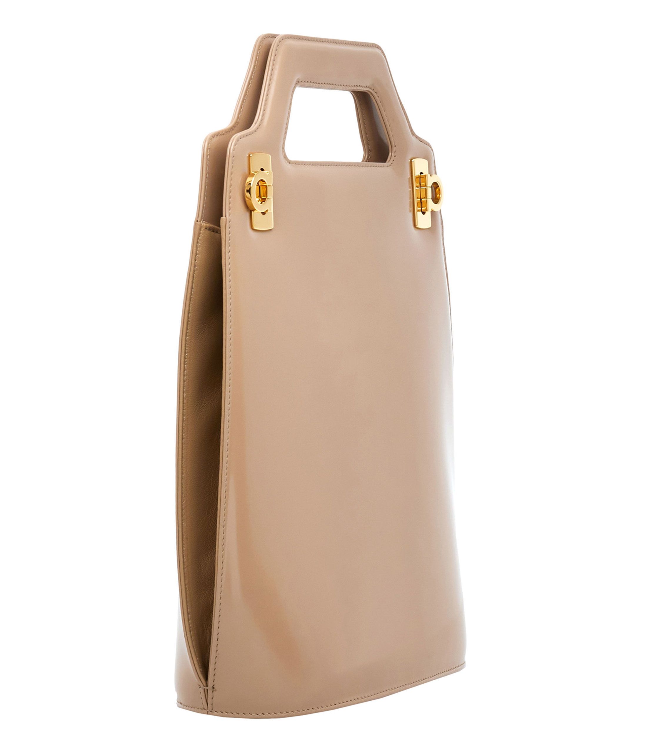 Salvatore Ferragamo o1s1rm1224 Size: OS / Wanda Leather Tote Bag in Camel Size ONE SIZE - 4 Thumbnail