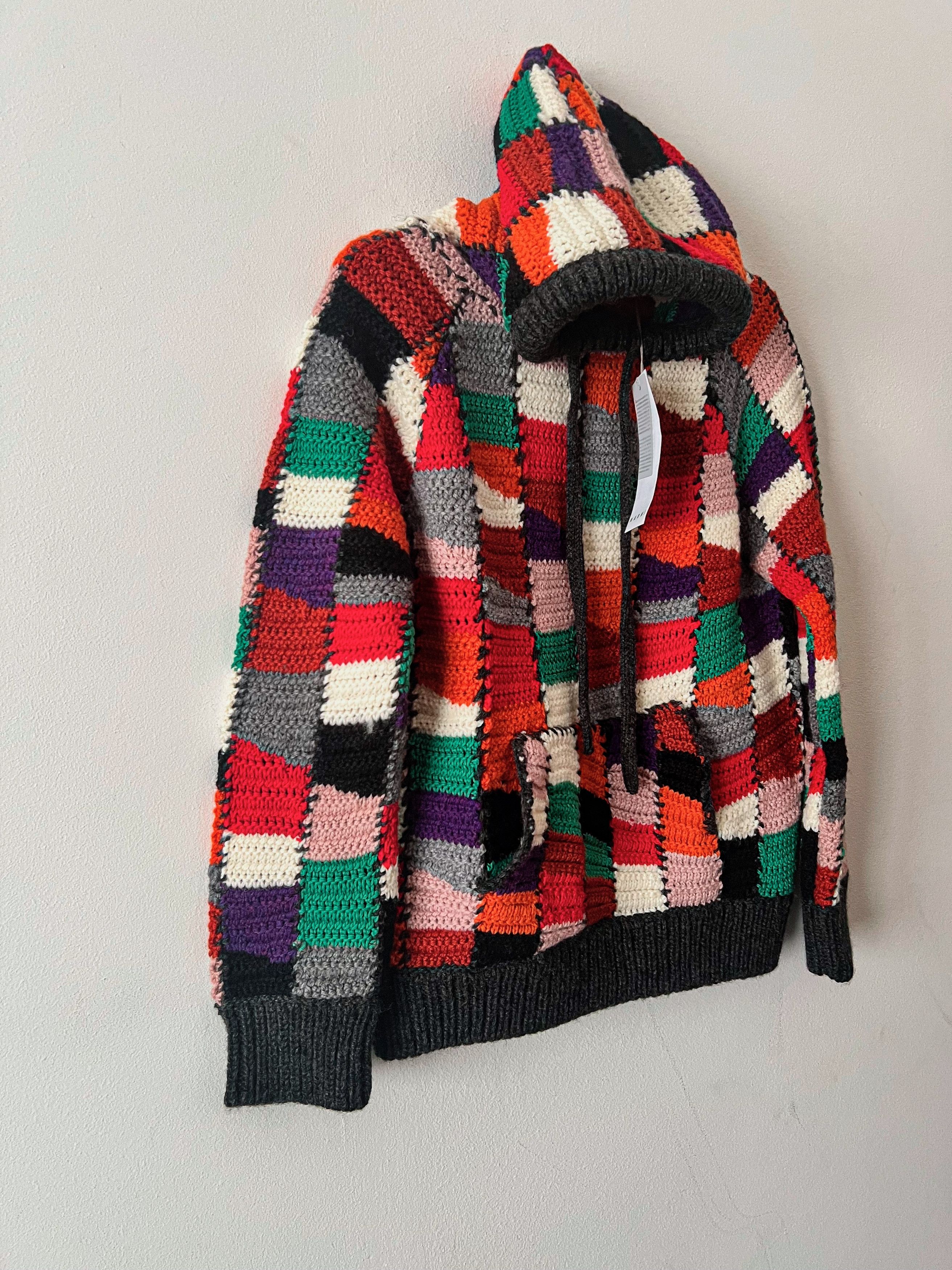 Marni Handmade Crochet Wool Block Patchwork Hoodie Size US M / EU 48-50 / 2 - 5 Thumbnail
