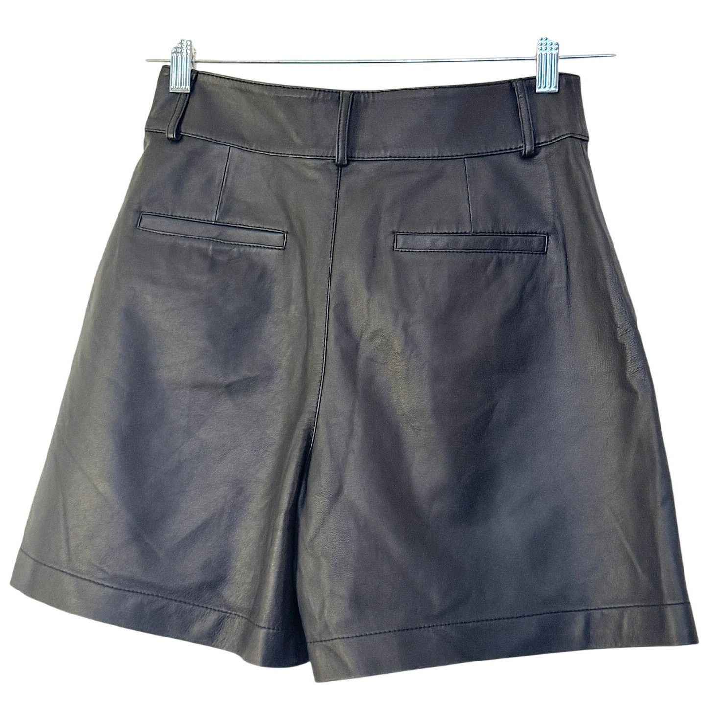 RED Valentino Red Valentino NWT Black Soft Leather Pleated Shorts Size 26" / US 2 / IT 38 - 2 Thumbnail