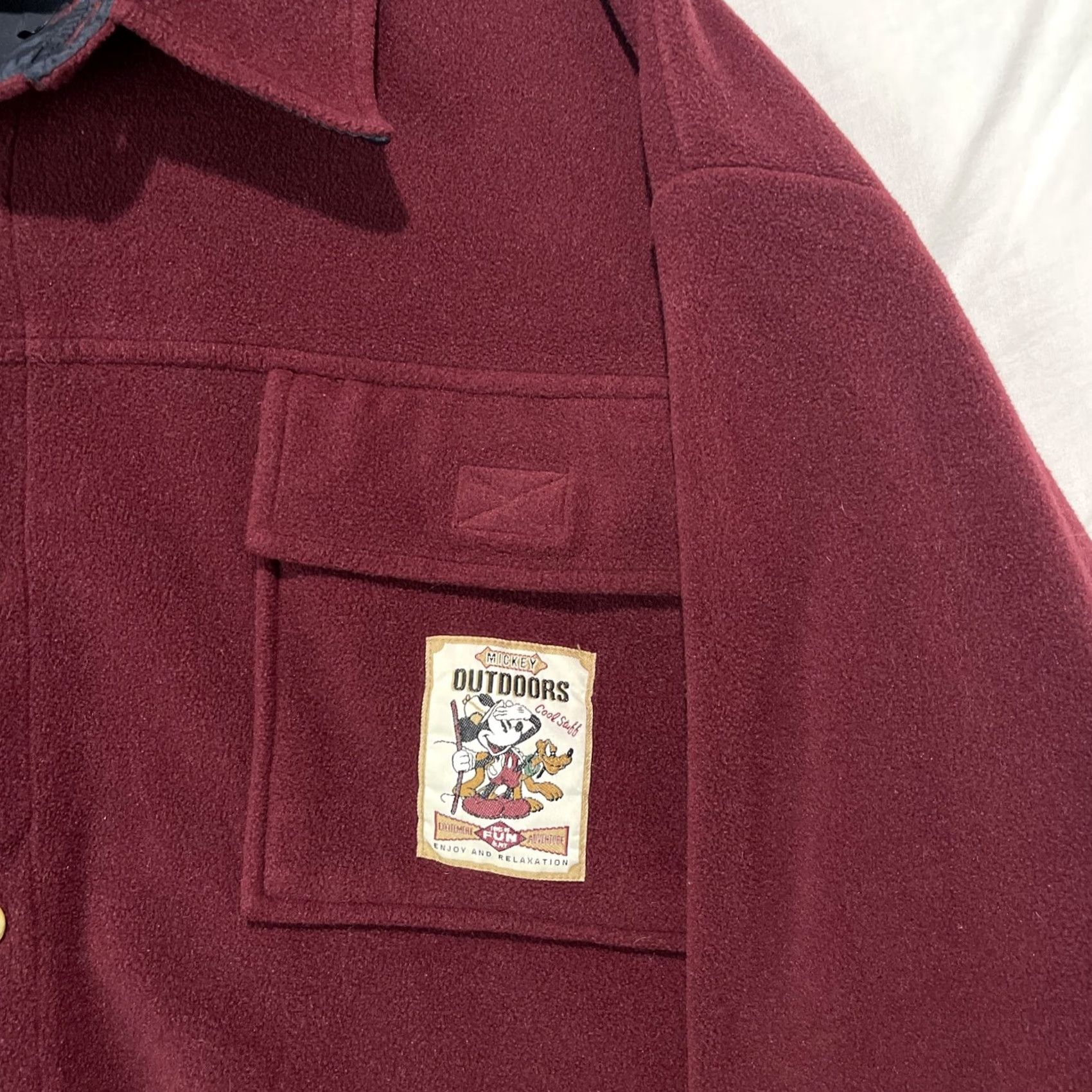 Disney Disney Jacket Mens XL Burgundy Button Up Fleece Shirt Shacket Mickey Outdoors Size US XL / EU 56 / 4 - 5 Thumbnail