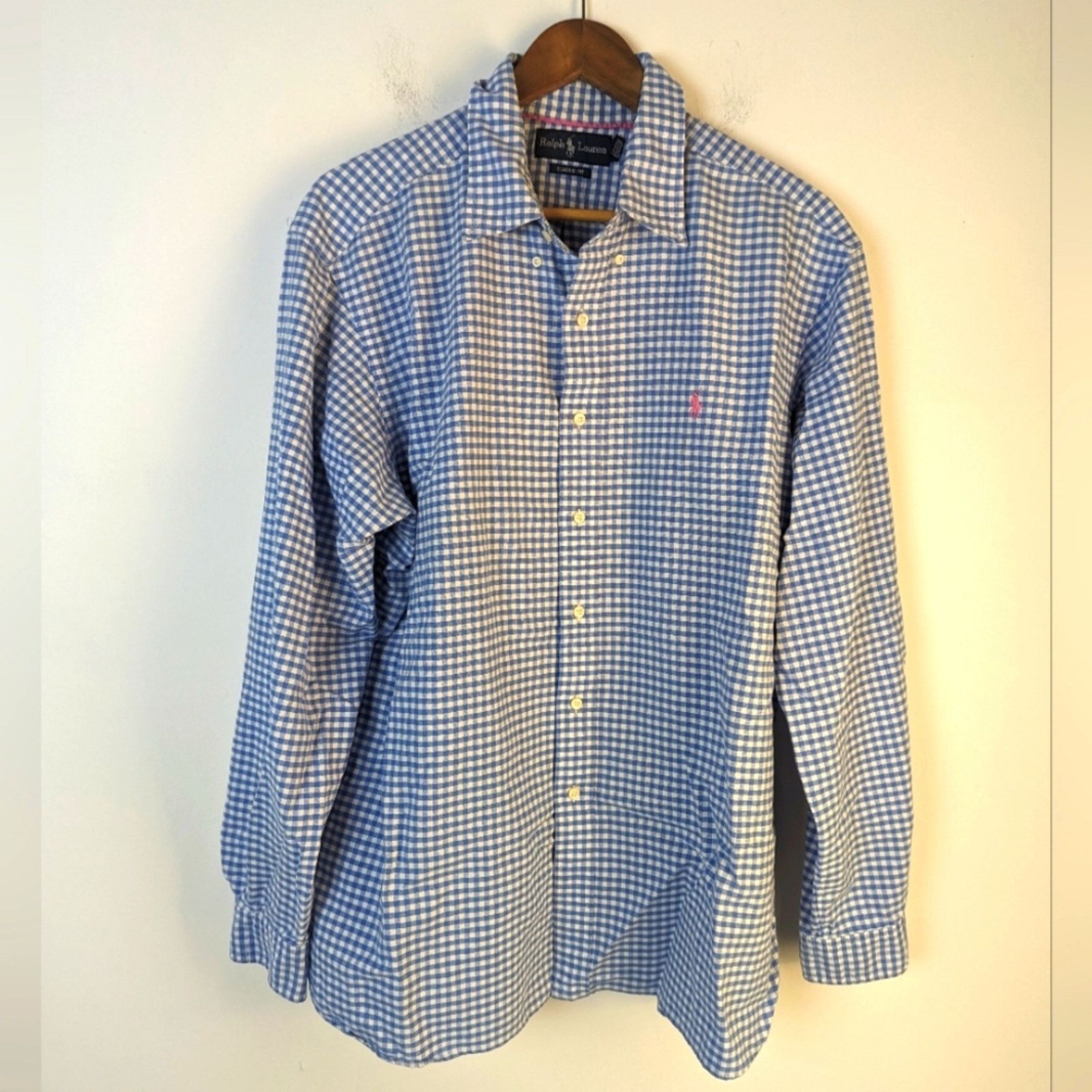 Ralph Lauren Ralph Lauren Mens Classic Fit Gingham Oxford Shirt / XL Size US XL / EU 56 / 4 - 2 Thumbnail