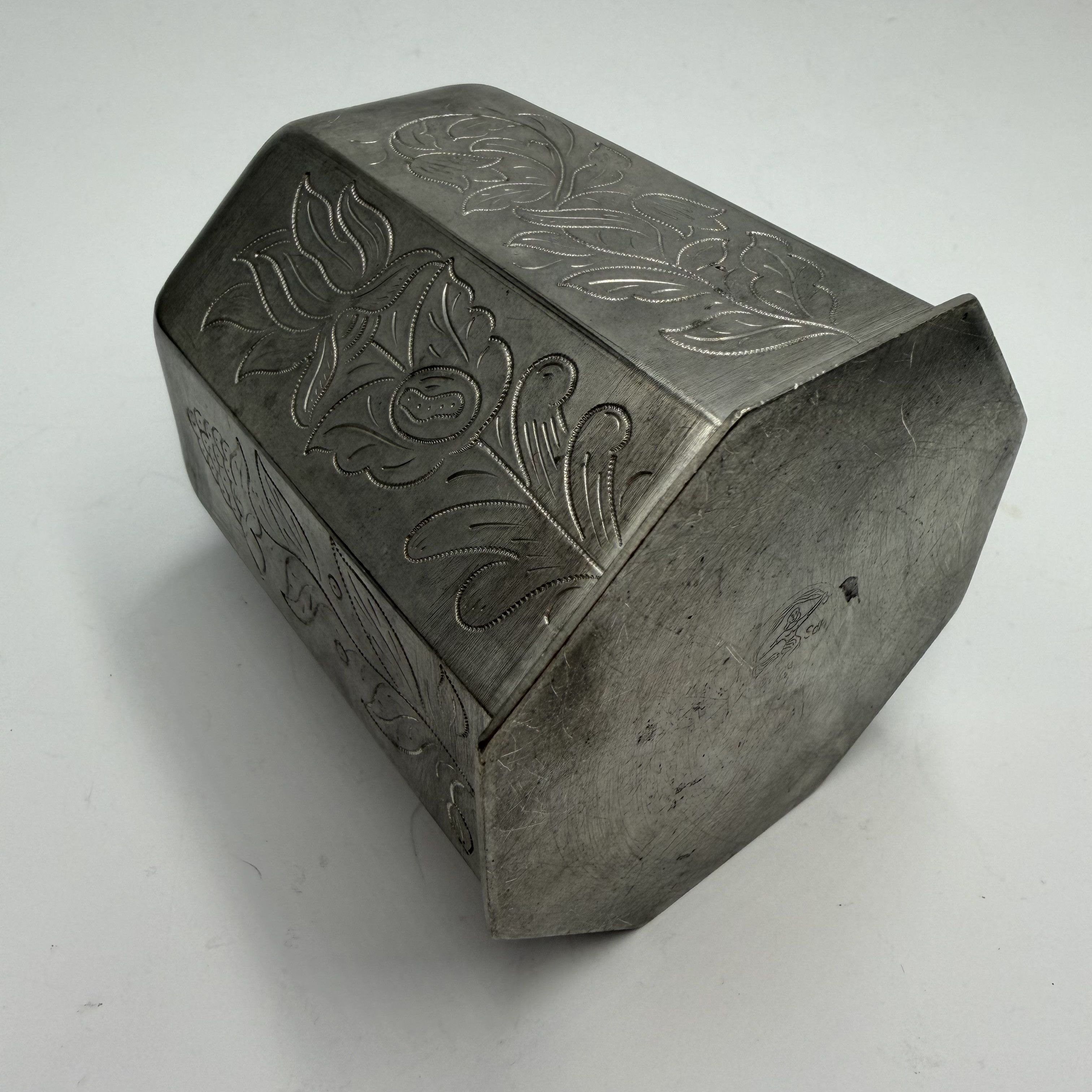 Vintage Vintage German Pewter Flask Octagonal Metal Bottle Size ONE SIZE - 6 Thumbnail