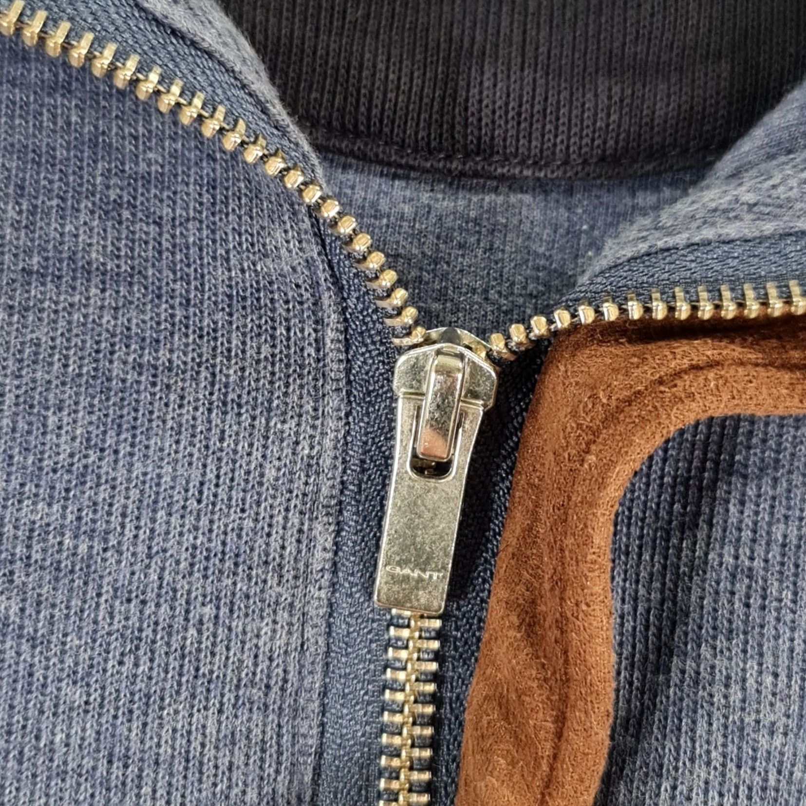 Gant Gant Mens Jumper Blue Large Quarter Zip Mock Neck 1/2 Zip 100% Cotton Knit Pullover Casual City Retro Designer Size US M / EU 48-50 / 2 - 4 Thumbnail