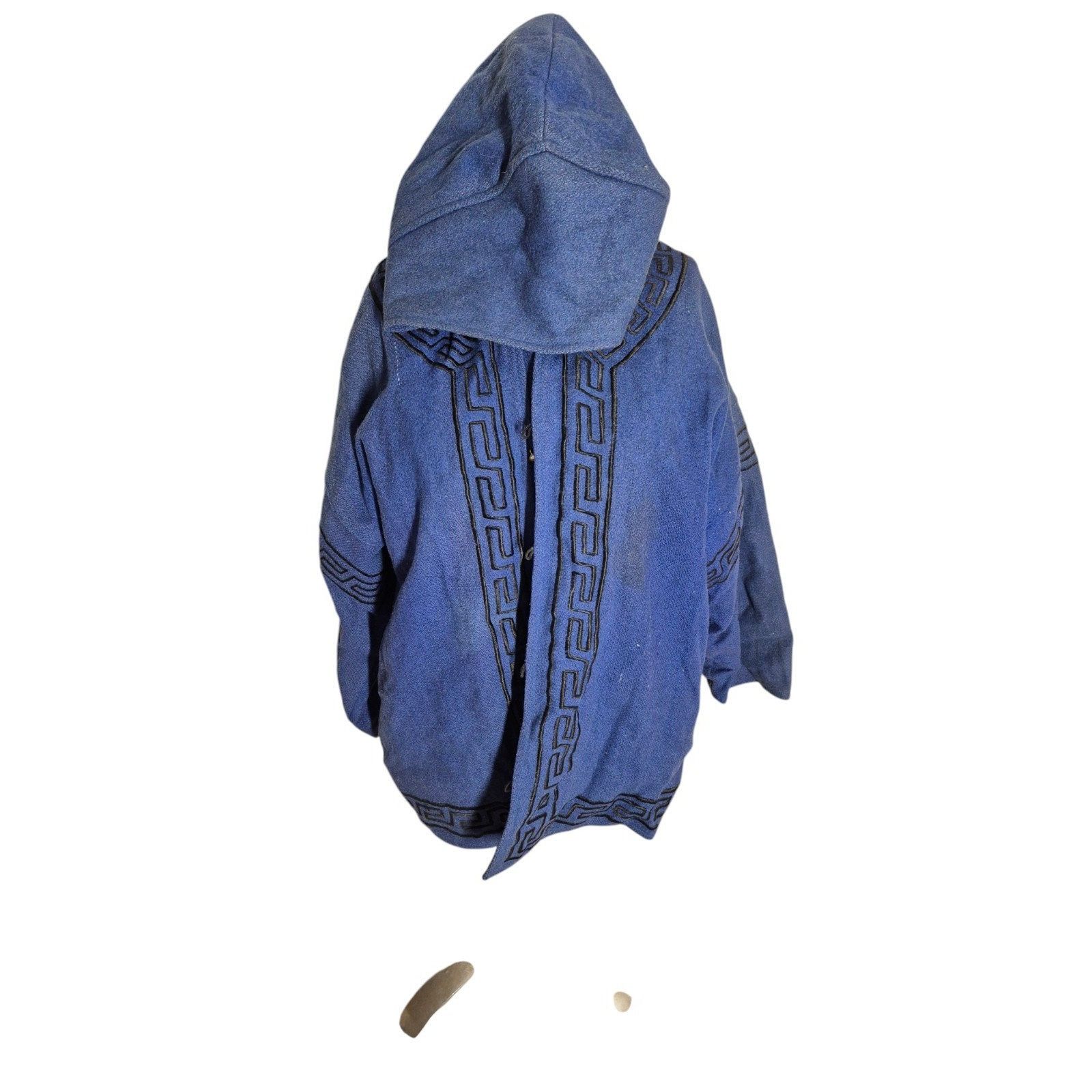 Vintage The Daily Planet Vintage 100% Wool Coat Embroidered Hooded J Size L / US 10 / IT 46 - 3 Thumbnail