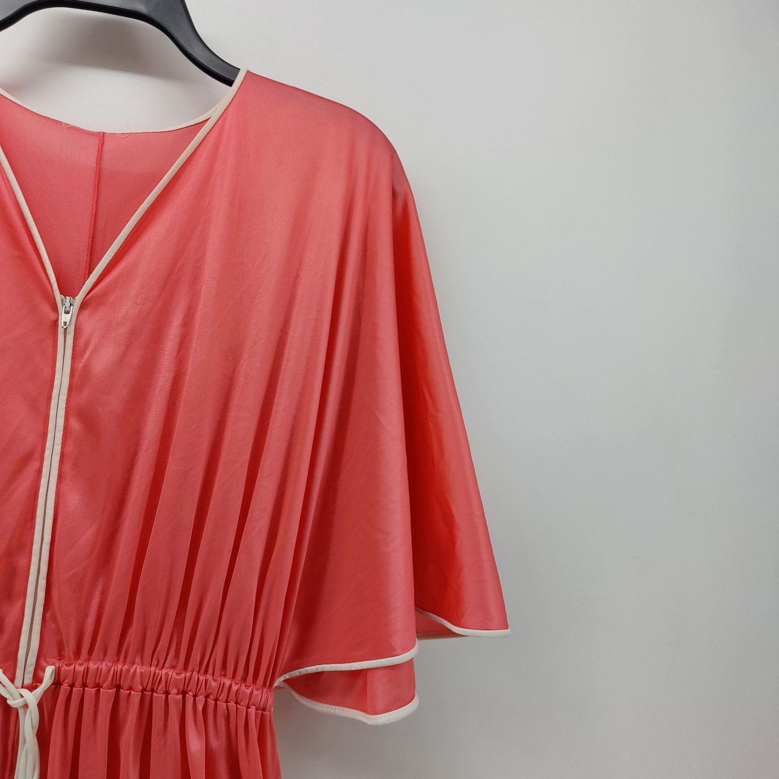Vintage Vintage Coral Robe Long Drawstring Glam Elegant Wing Sleeves Size S / US 4 / IT 40 - 6 Thumbnail