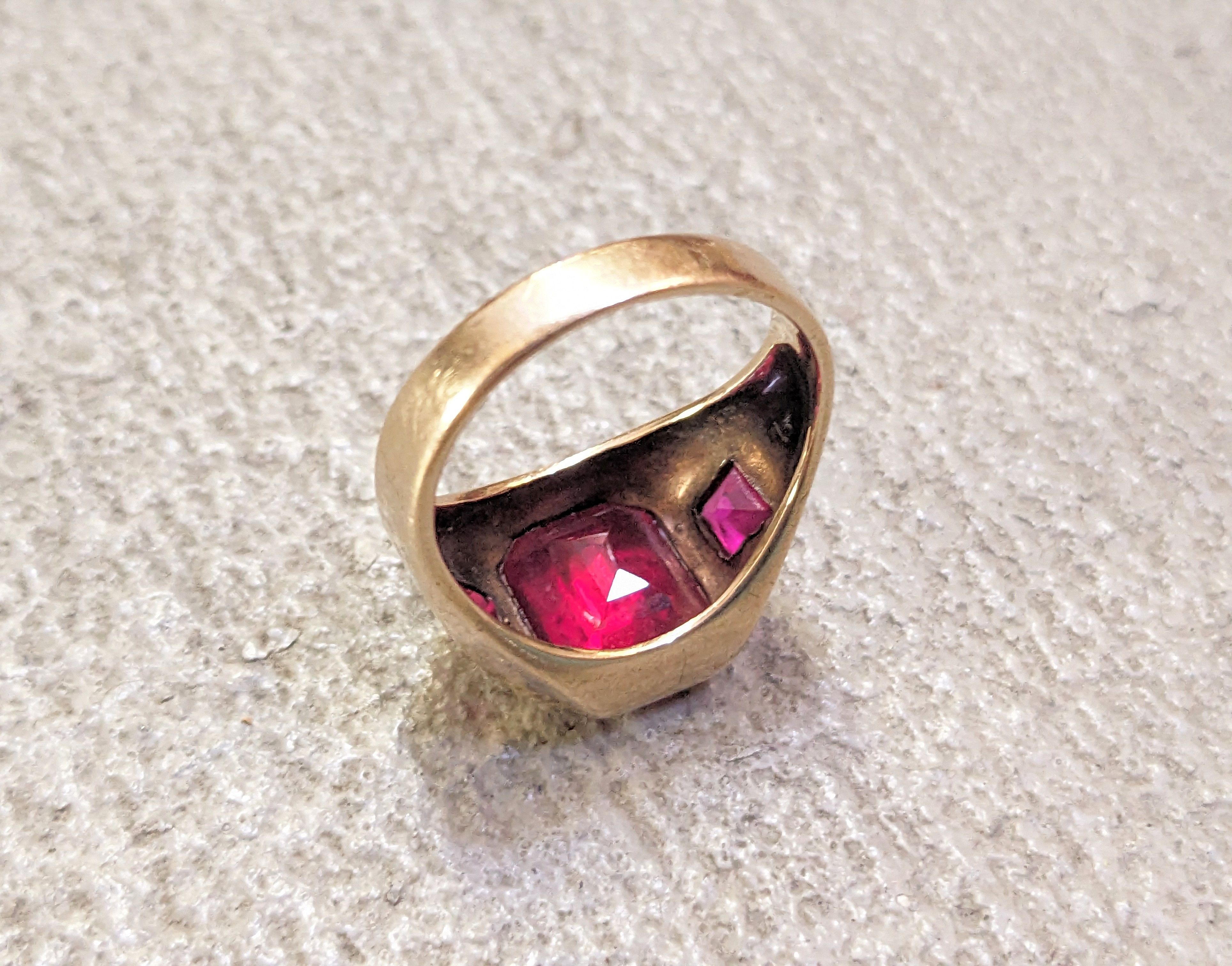 Jewelry Vintage 10K Gold Ring Size 10 Lab Ruby Red Modern Size ONE SIZE - 6 Thumbnail