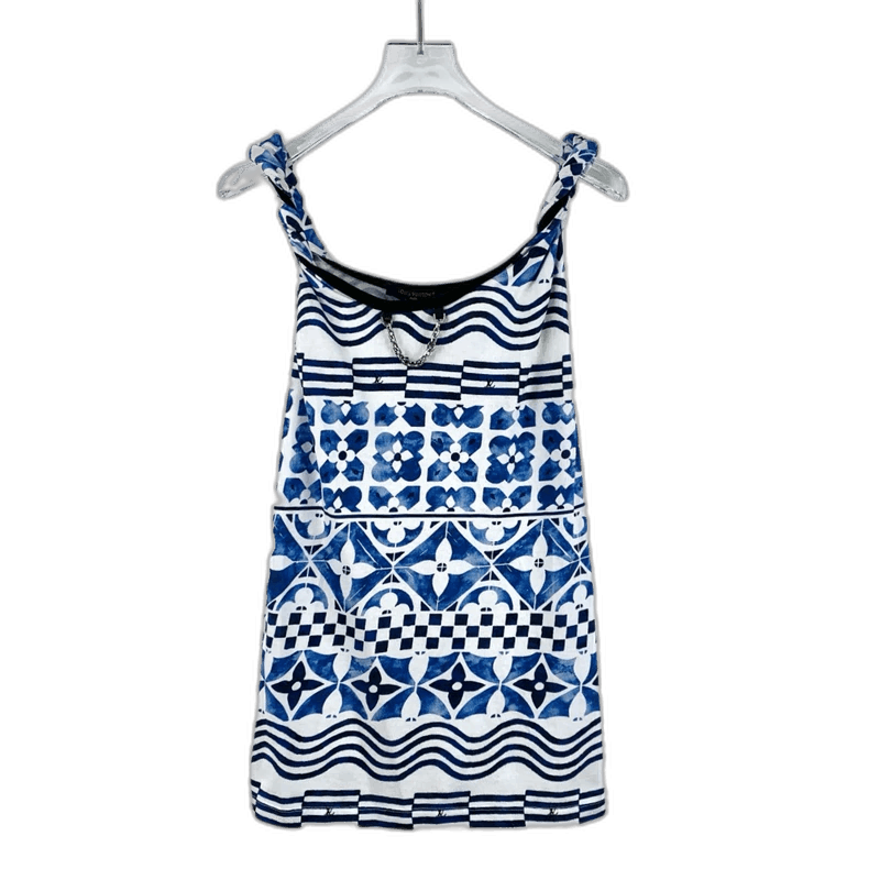 Louis Vuitton Blue Striped Cotton Tank Top