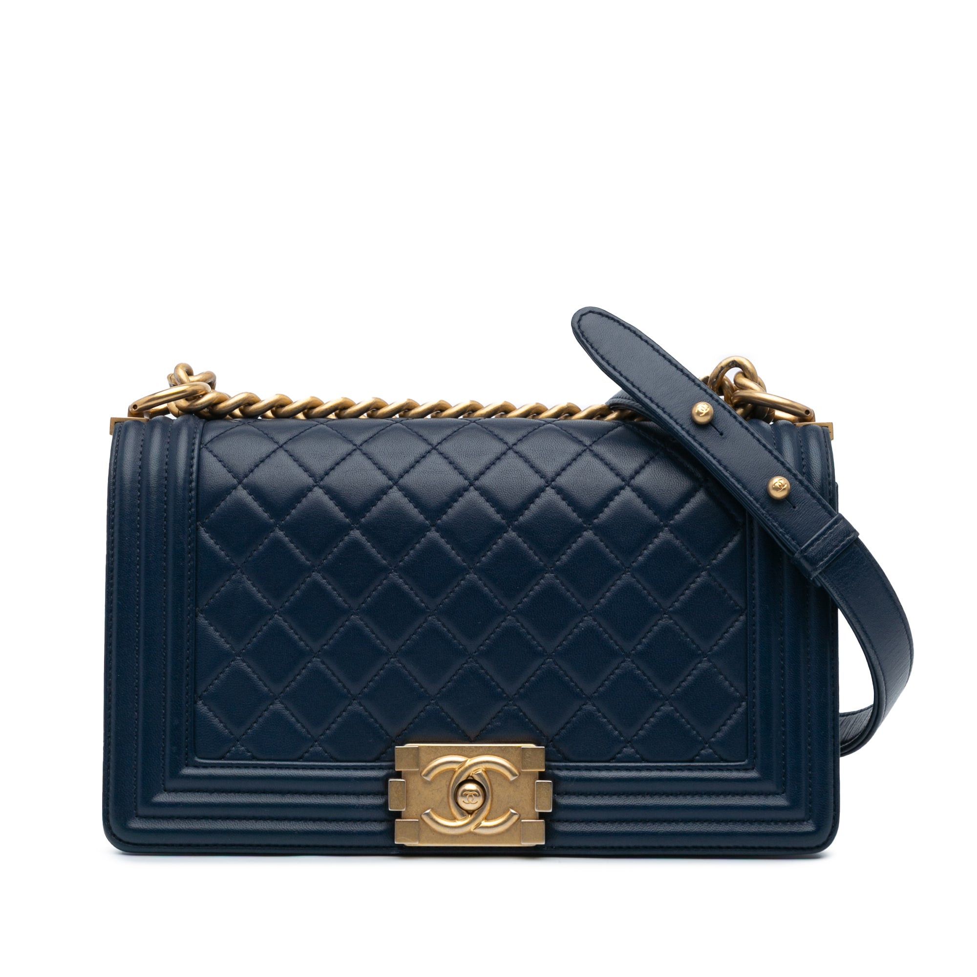 Chanel Chanel Medium Lambskin Boy Flap Blue Size ONE SIZE - 1 Thumbnail