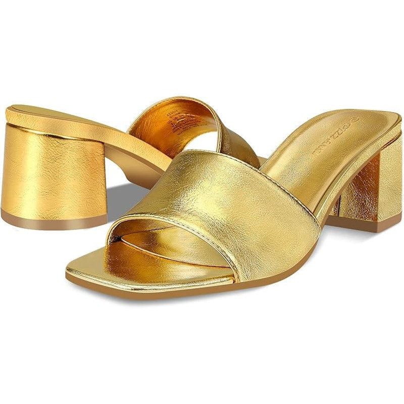 Other Pizz Annu Women's 7.5 Gold Open Toe 2.5" Heel Sandals Size US 7.5 / IT 37.5 - 2 Thumbnail