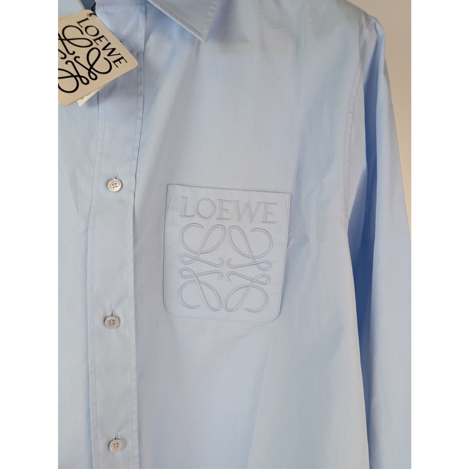 Loewe o1rshd1 Anagram Debossed Shirt in Light Blue Size US M / EU 48-50 / 2 - 8 Thumbnail