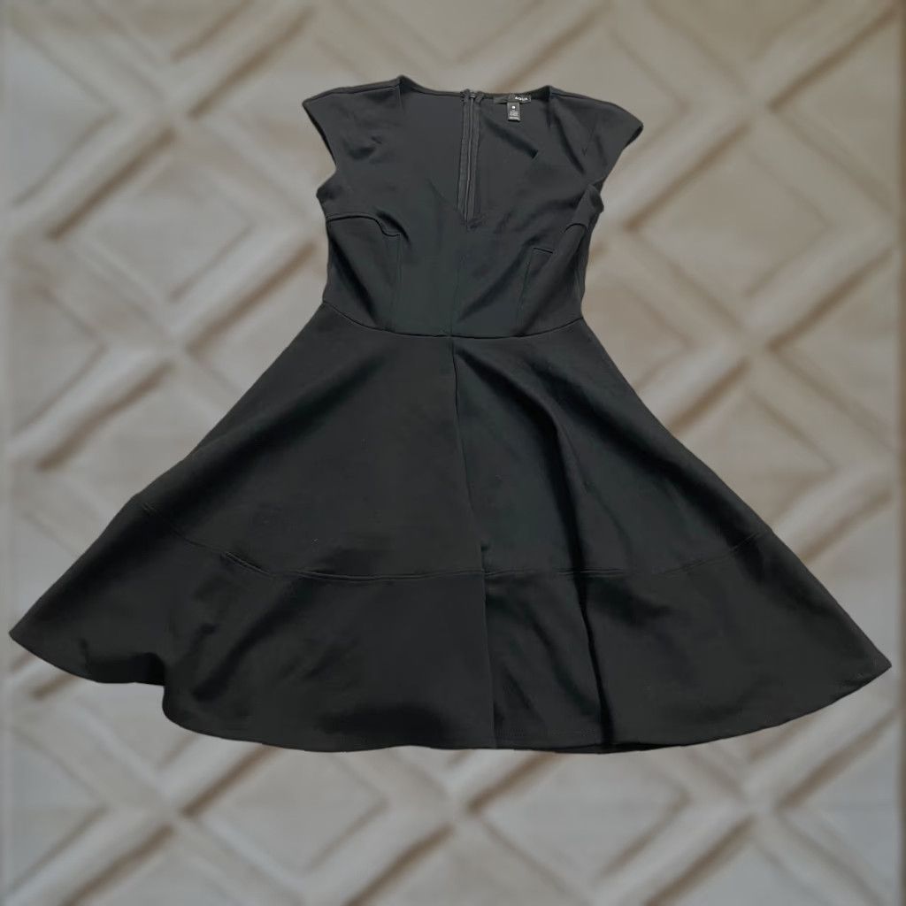 AQUA Aqua Bloomingdale's Dress Womens Small Black V-Neck Cap Sleeve A-Line Knee Size S / US 4 / IT 40 - 1 Thumbnail