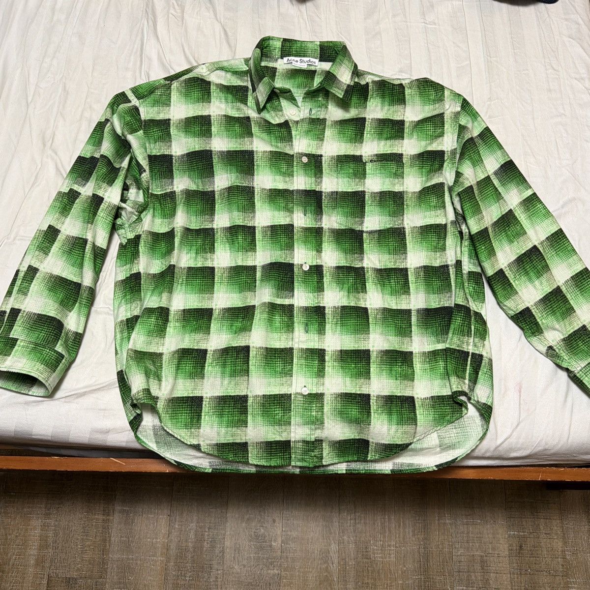 Acne Studios Acne studios green and black flannel button down shirt Size US M / EU 48-50 / 2 - 1 Thumbnail