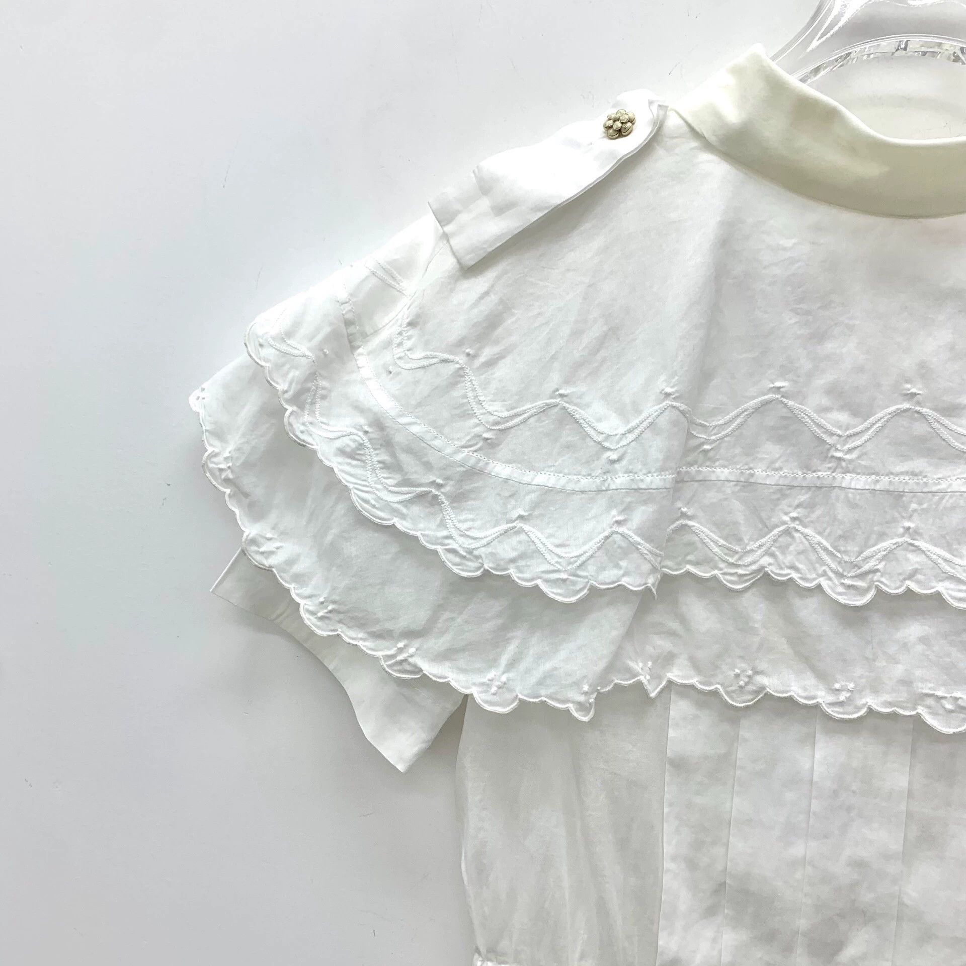 Chanel KW0770 Chanel White Lace-up Fitted Short-Sleeve Shirt Size XXS / US 00 / IT 34 - 3 Thumbnail