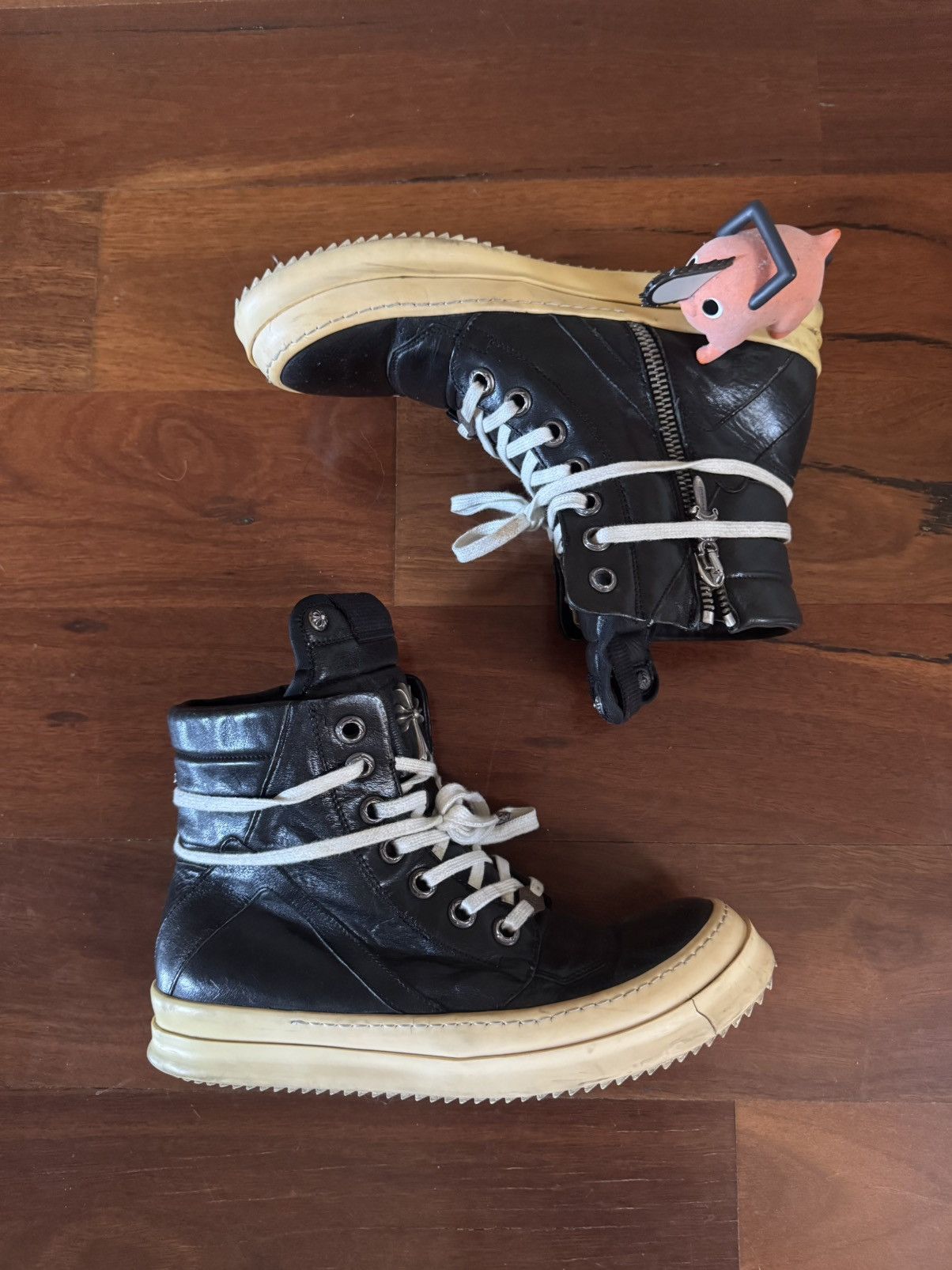 Chrome Hearts × Rick Owens Rick Owens Chrome Hearts Short-Tongue Staple Geodunks Size US 10 / EU 43 - 2 Thumbnail