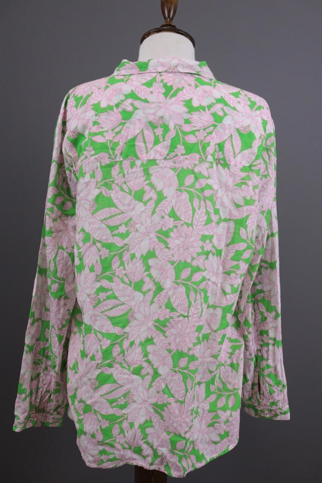 Designer Emily Van Den Bergh Green Floral V-Neck Blouse Shirt Size 42 Size M / US 6-8 / IT 42-44 - 9 Thumbnail