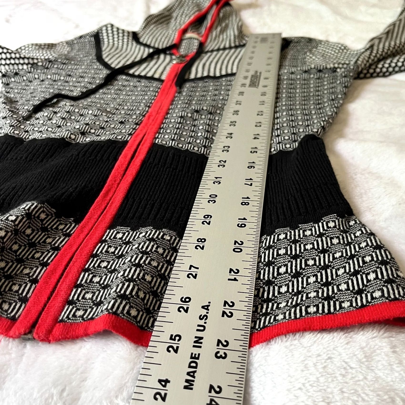 Vintage Neve Women XS Black/White Nordic Full-Zip Hooded Sweater Long Sleeve Cotton Knit Size XS / US 0-2 / IT 36-38 - 7 Thumbnail