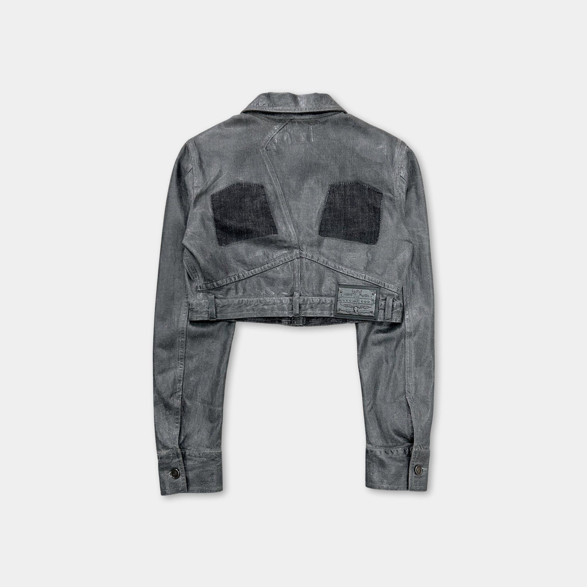 Alexander McQueen McQ Alexander McQueen SS08 Waxed Cropped Denim Trucker Jacke Size S / US 4 / IT 40 - 2 Thumbnail